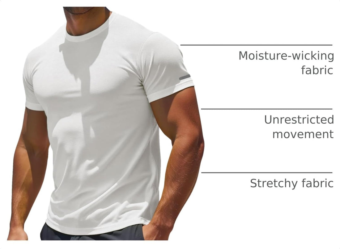 Workout Shirts Men Moisture Wicking Quick Dry Running Short Sleeve | Breathable high elasticity gym activewear tee durable lightweight athletic fit performance tshirt