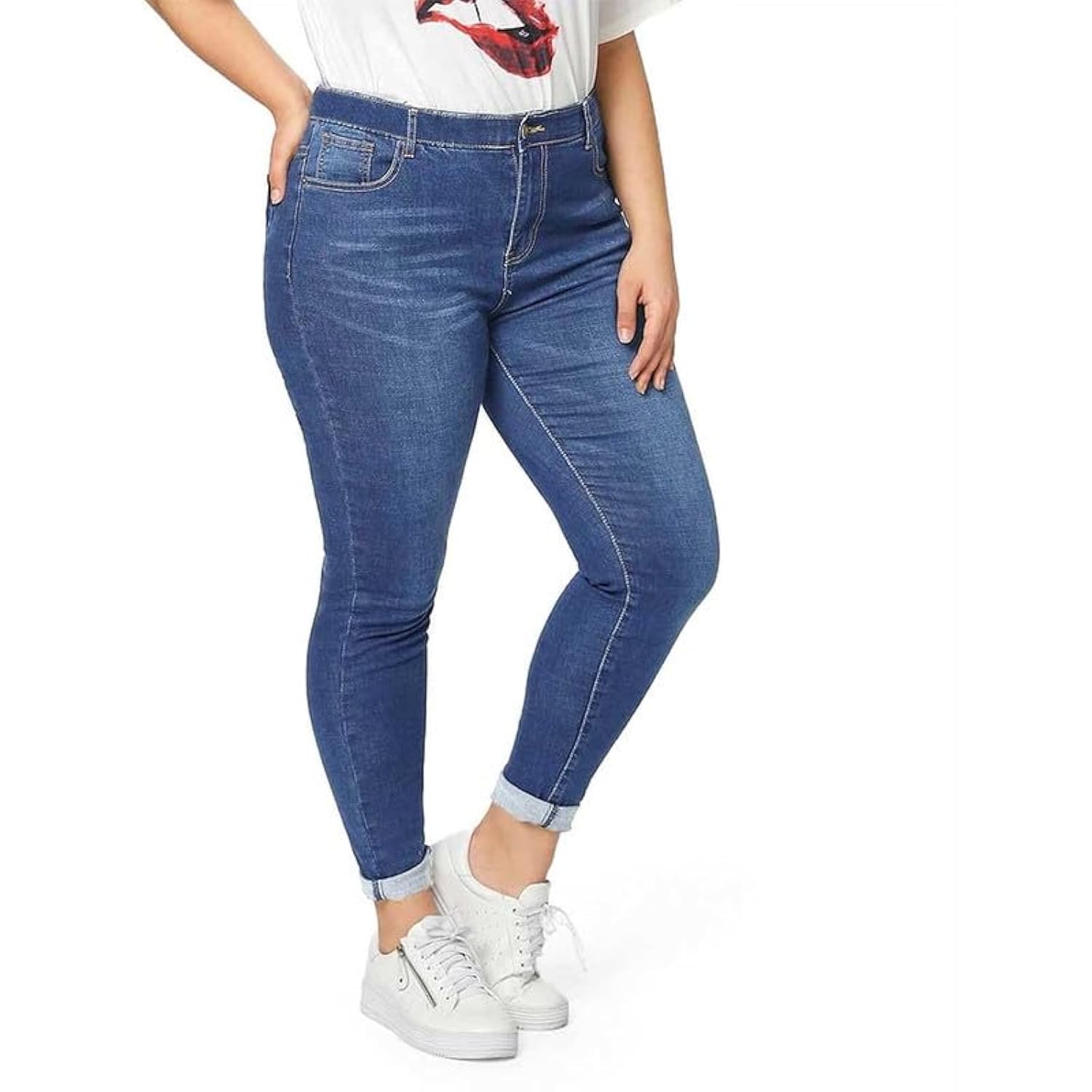 ALLABREVE Womens Plus Size Skinny Jeans Stretchy High Waisted Ankle Jean Ripped Slim Fit Washed Denim Distressed Tight Jean