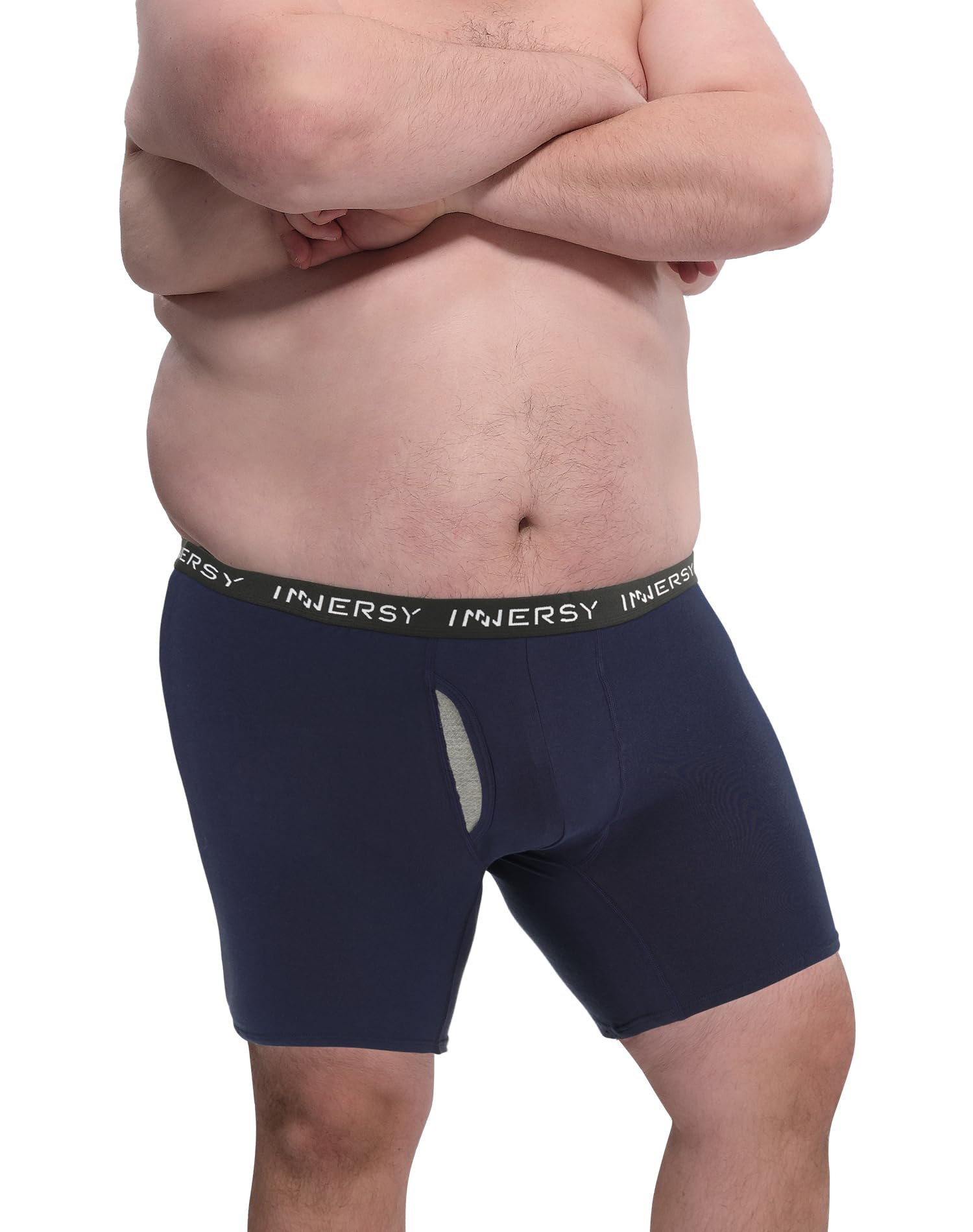 INNERSY Men's Big and Tall Boxer Briefs Cotton Moisture Wicking Underwear 4-Pack