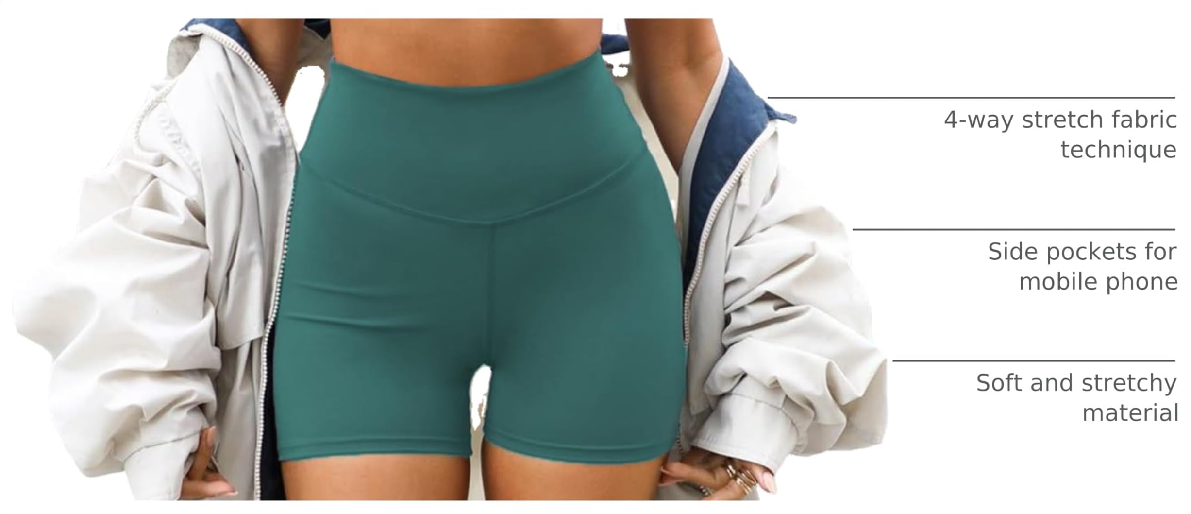 FULLSOFT 4 Pack Biker Shorts for Women with Pockets – 5" High Waisted Tummy Control Workout Yoga Running Gym Tennis Shorts