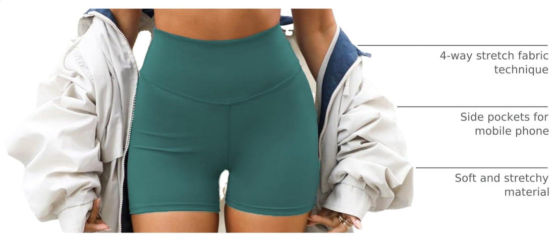 FULLSOFT 4 Pack Biker Shorts for Women with Pockets – 5" High Waisted Tummy Control Workout Yoga Running Gym Tennis Shorts