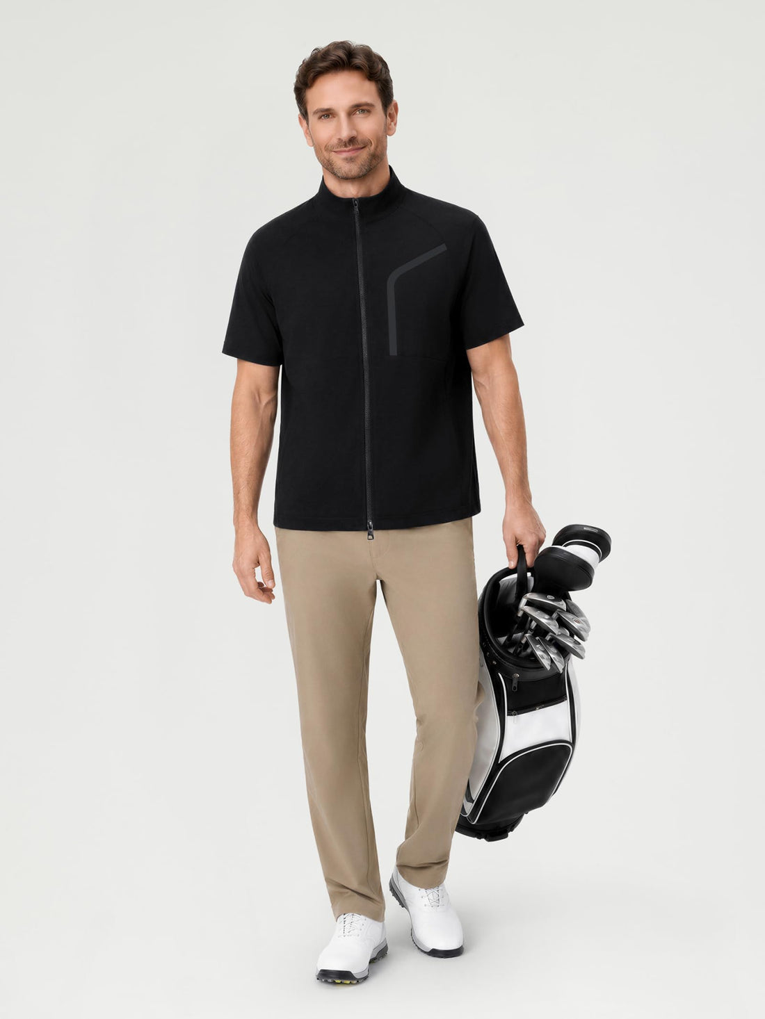 M MAELREG Short Sleeve Golf Jackets for Men with Full Zipper Lightweight UPF50+ Hiking Vests For Men with Button Pockets