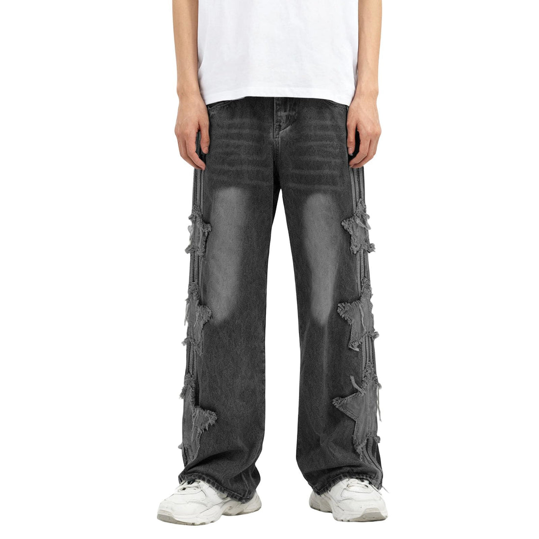 Mens Baggy Jeans Y2k Wide Leg Loose Fit Jeans Streetwear Denim Washed Hip Hop Pants