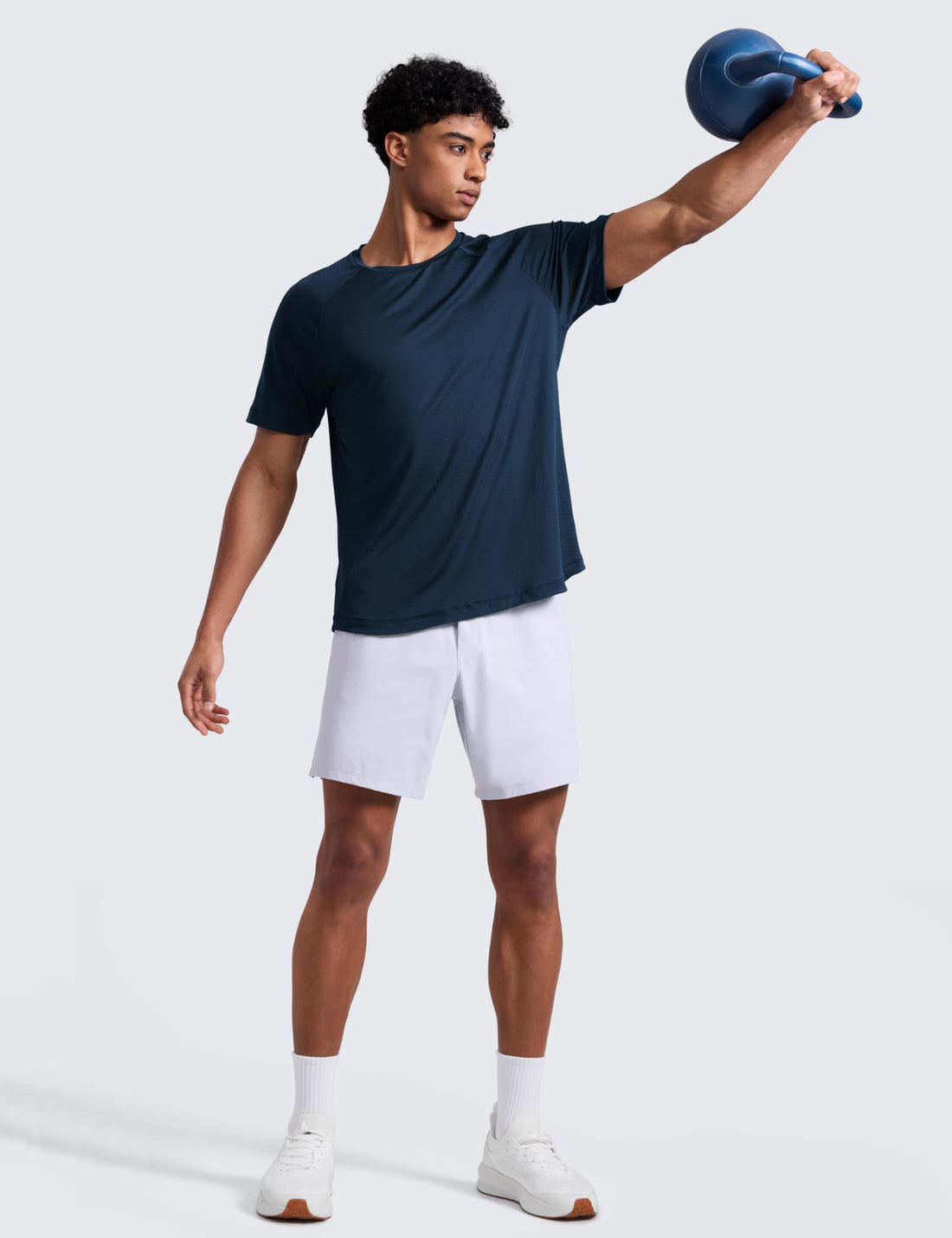 CRZ YOGA Breathable Texture Crewneck T-Shirts | Workout, Quick Dry, Lightweight, Classic Fit, Round Scallop Back, Short Sleeve Shirts for Men