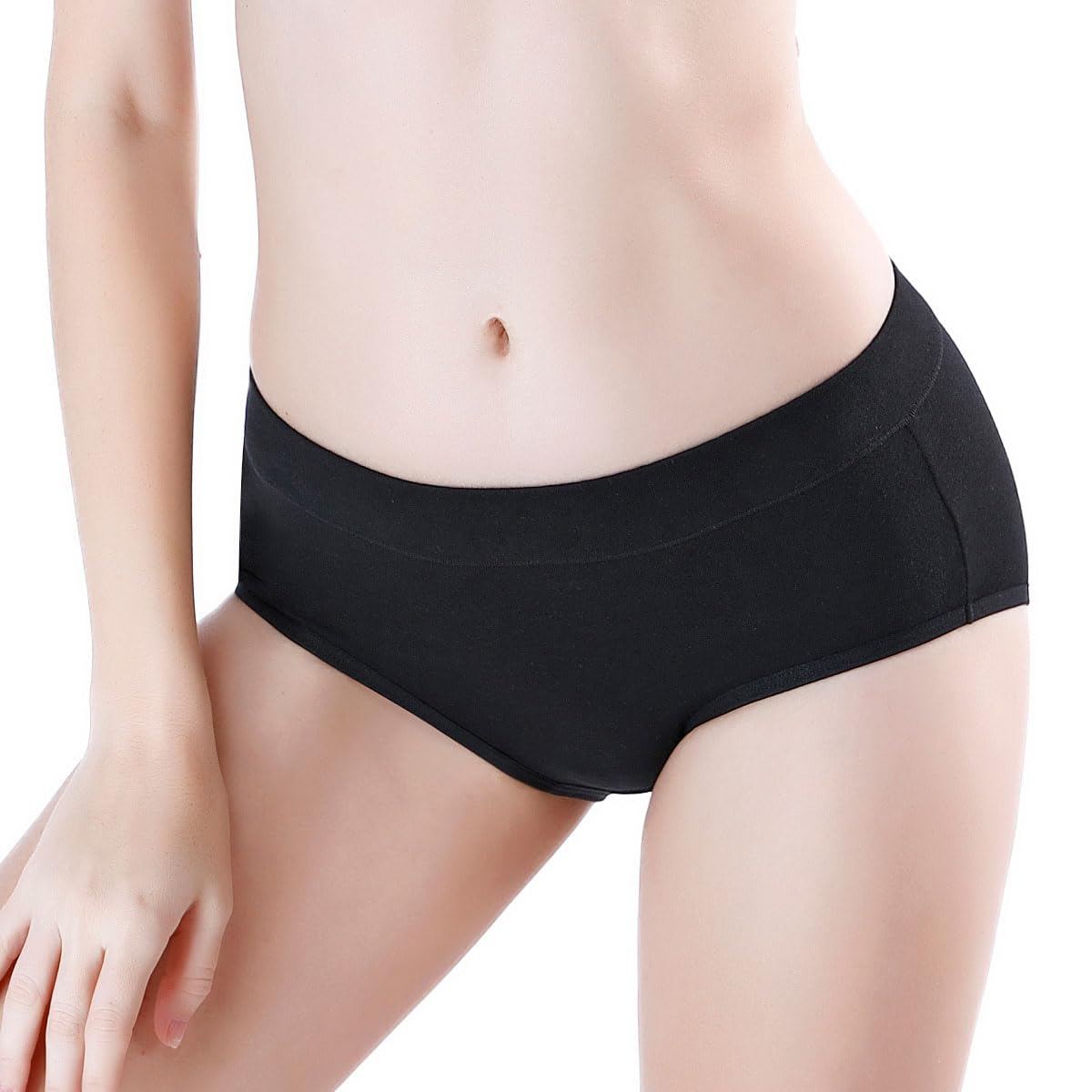 wirarpa Women's Underwear Cotton Mid Waisted Ladies Panties Full Coverage Briefs 4 Pack (Regular & Plus Size)