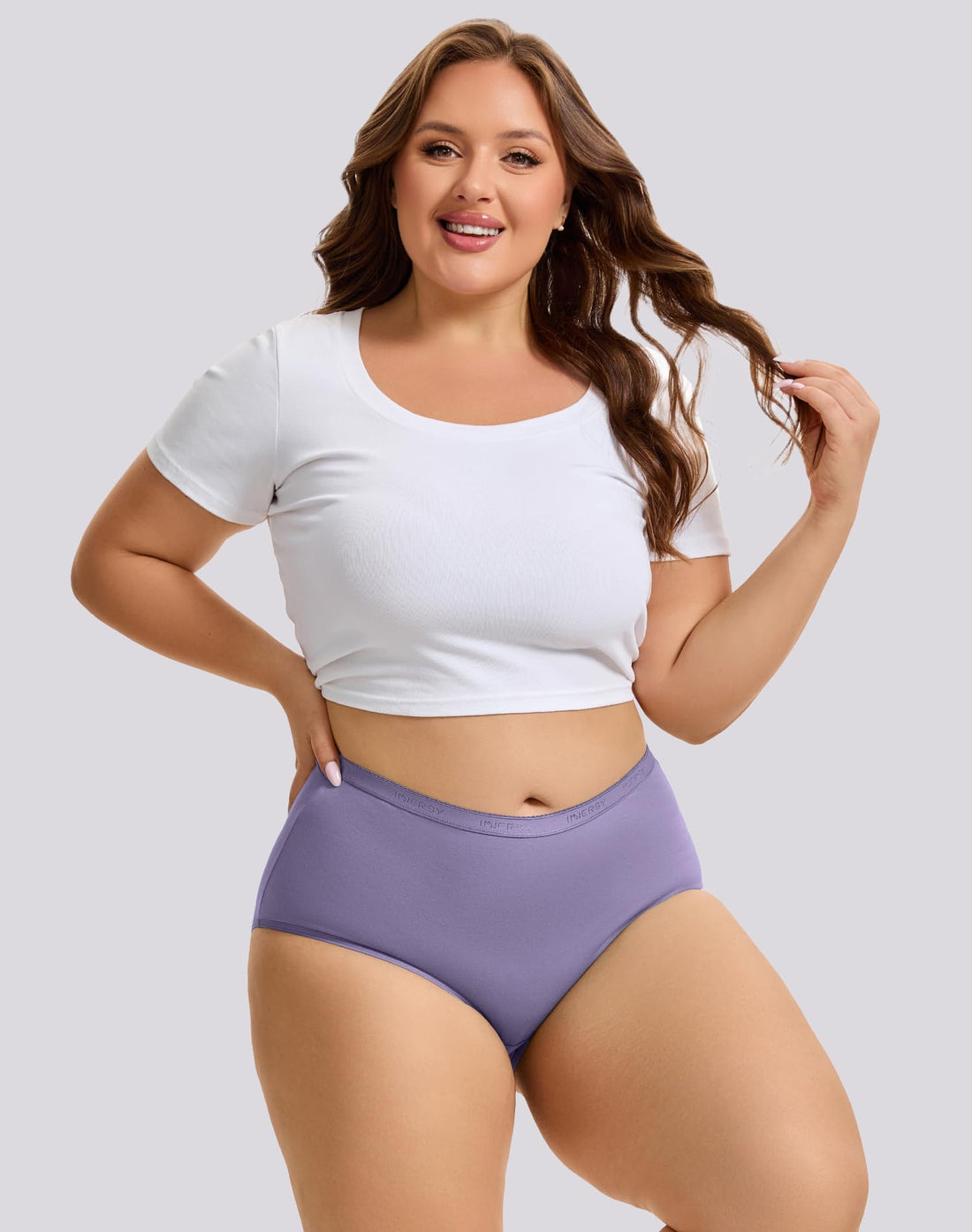 INNERSY Plus Size XL-6XL Big Curvy Woman Cotton Underwear High Waist Briefs 5-Pack