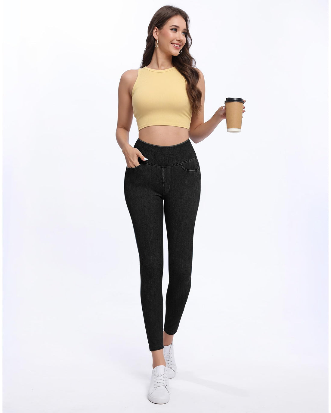 Jeggings for Women with Pockets Tummy Control Stretchy Skinny Jeans Pull On High Waisted Butt Lifting Denim Leggings