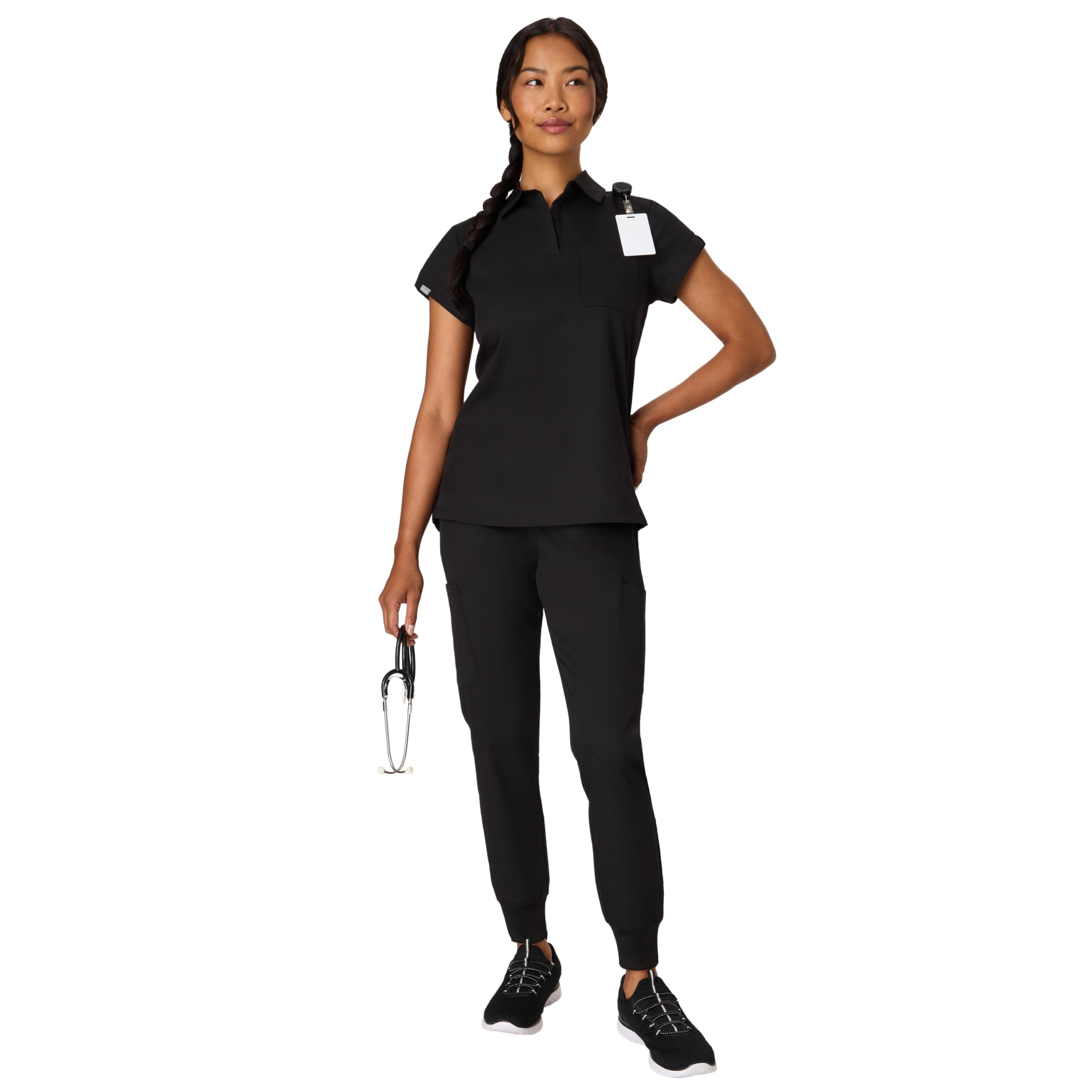 Hanes Women's Scrubs Top, Premium Polo V-Neck Moisture-Wicking Odor Control Women's Shirt