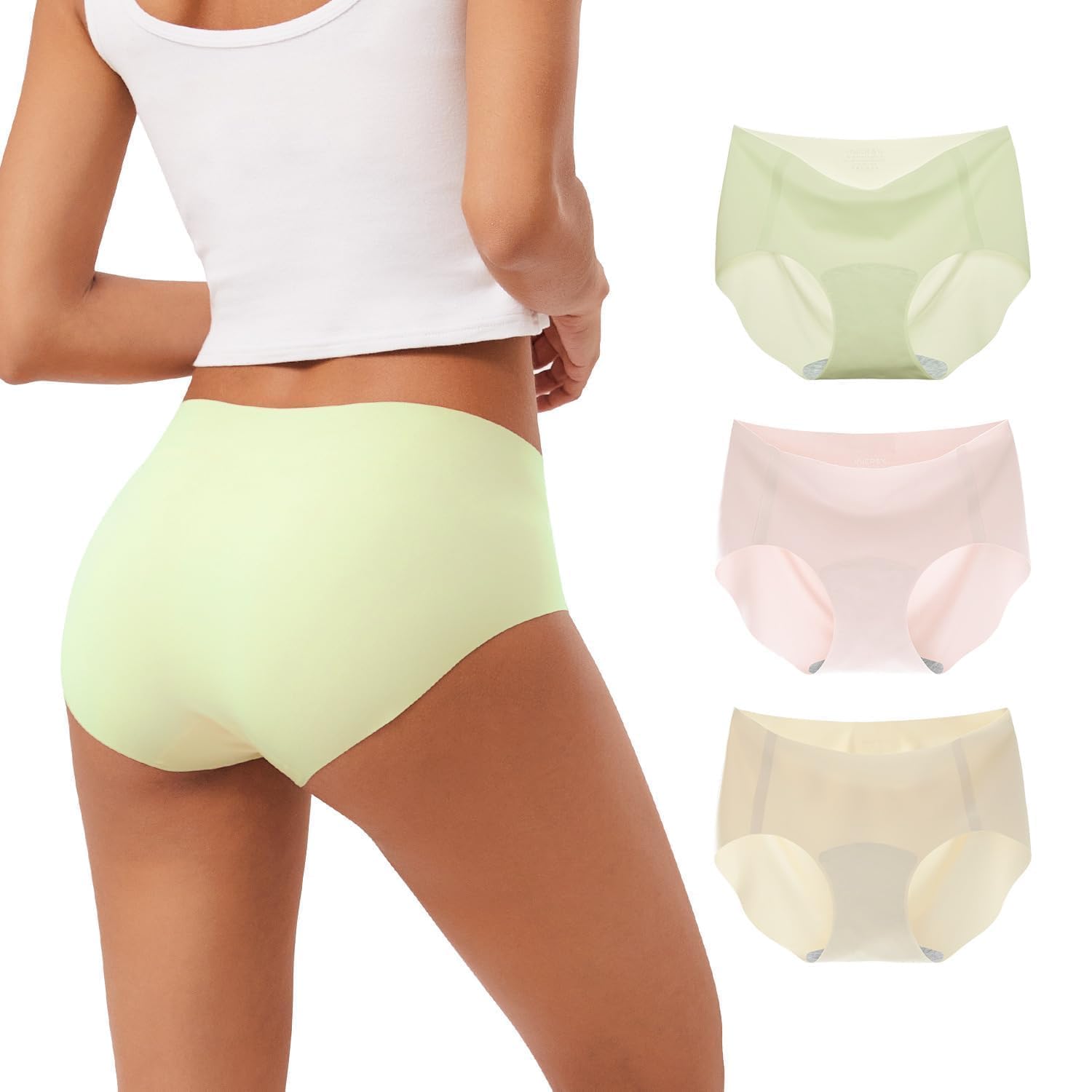 INNERSY Women's Seamless No Show Hipster Panties Invisible Light Underwear 3-Pack
