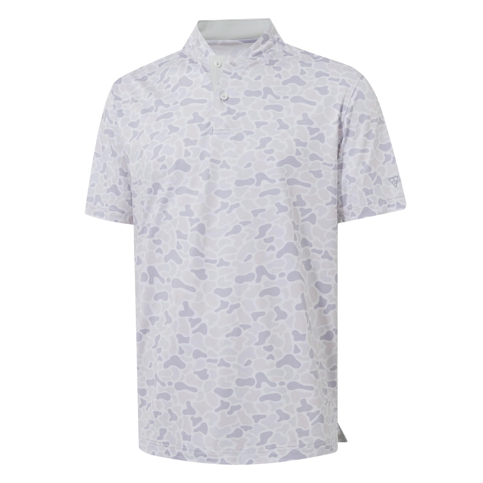M MAELREG Golf Shirts for Men Collarless Performance Dry Fit Stretch Henley Casual Printed Mens Polo Shirts Short Sleeve