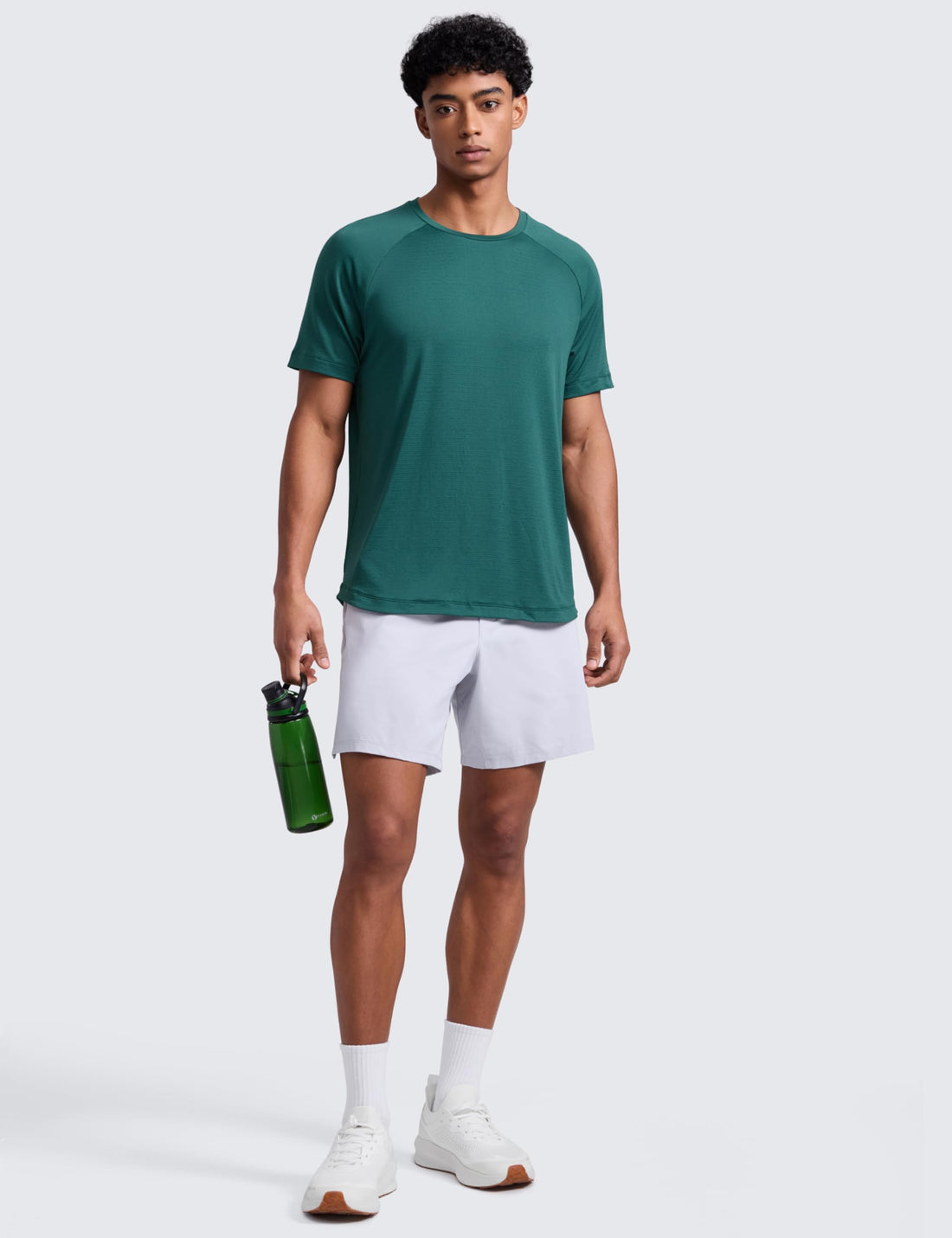 CRZ YOGA Breathable Texture Crewneck T-Shirts | Workout, Quick Dry, Lightweight, Classic Fit, Round Scallop Back, Short Sleeve Shirts for Men