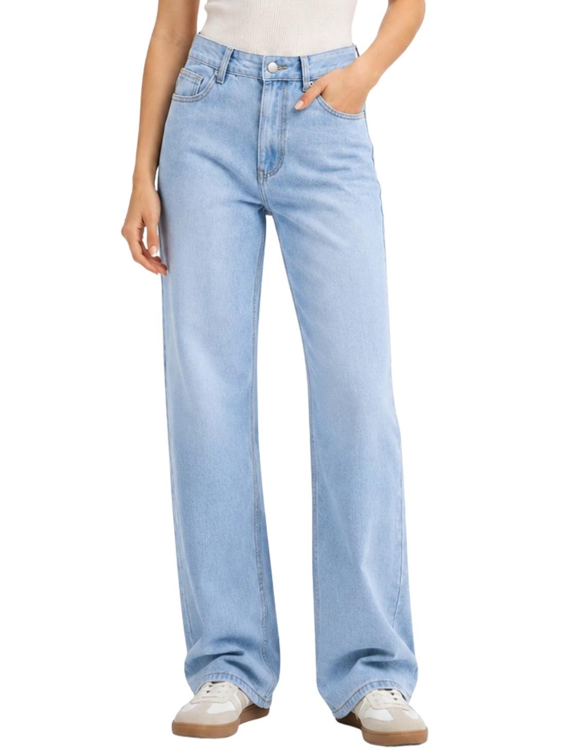 Straight Leg Jeans for Women Mid Waisted Casual Washed Vintage Loose Fit Boyfriend Jeans Denim Pants