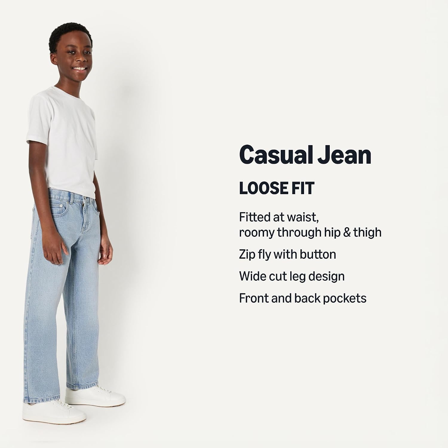 Amazon Essentials Boys' Medium Stretch Loose Jean