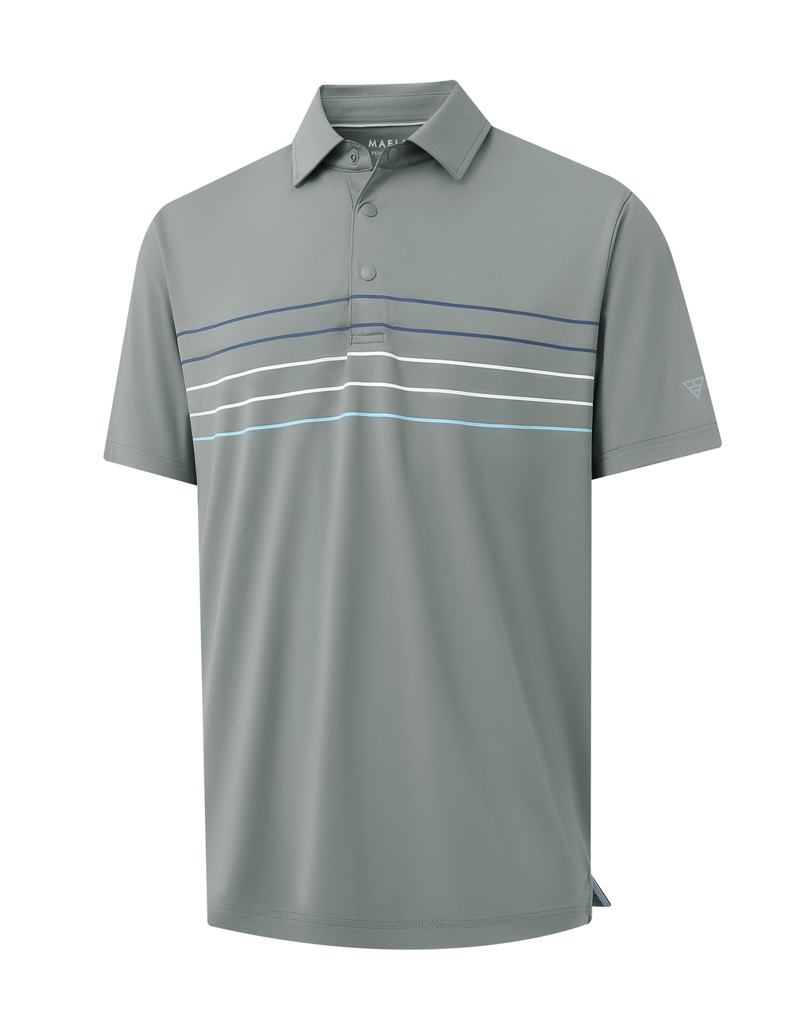 M MAELREG Mens Golf Shirts Short Sleeve Chest Print Stripe Moisture Wicking Dry Fit Casual Collared Mens Polo Shirts