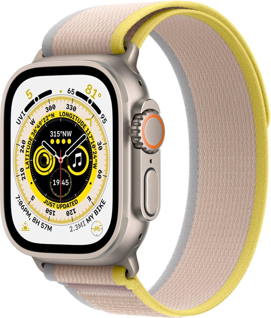 Apple Watch Ultra [GPS + Cellular 49mm] Titanium Case with Midnight Ocean Band, One Size (Renewed)