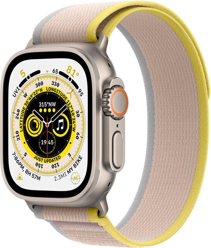 Apple Watch Ultra [GPS + Cellular 49mm] Titanium Case with Midnight Ocean Band, One Size (Renewed)