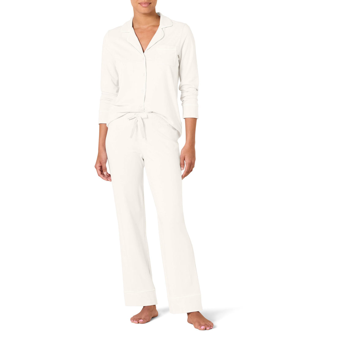 Amazon Essentials Women's Long Sleeve Cotton Modal Pajama Set, Loungewear with Full-Length Bottom