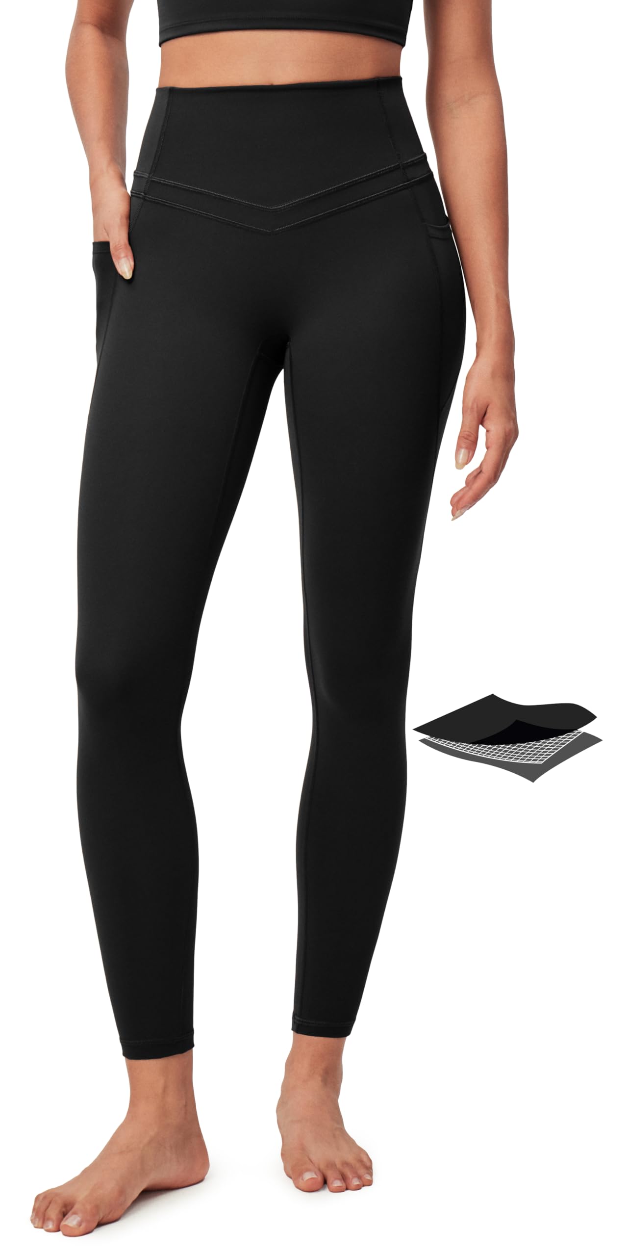 IUGA Compression Leggings with Pockets for Women Tummy Control Leggings No Front Seam Workout High Waist Yoga Pants