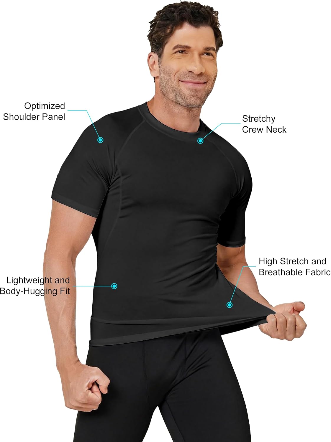 4 Pack Men’s Compression Shirts Short Sleeve Workout Gym Tops | Muscle Fit Cool Dry Compression Workout Shirts For Men, Athletic Rash Guard Tops For Gym Sports & Daily Running Activity