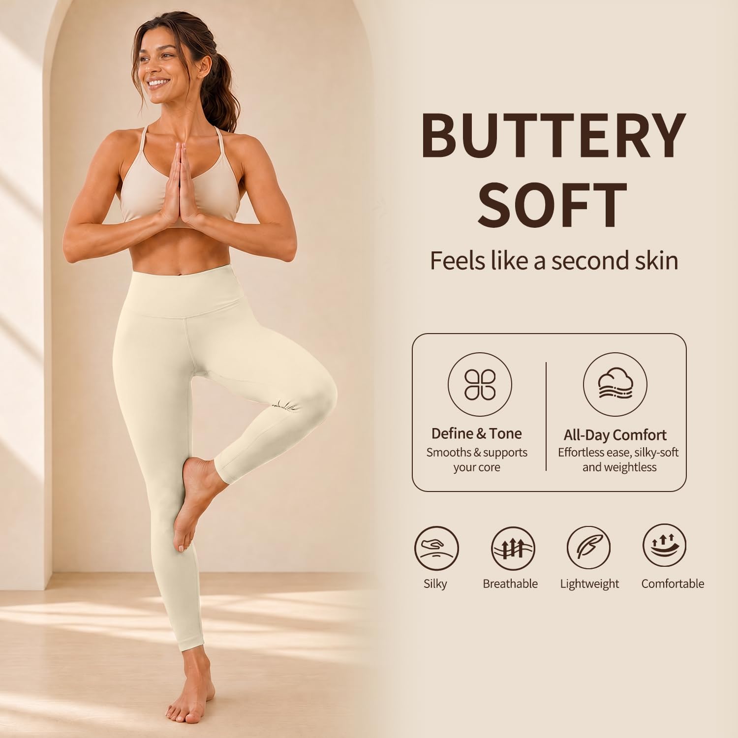 High Waisted Leggings for Women, Tummy Control Yoga Pants Non See Through Buttery Soft for Workout Athletic