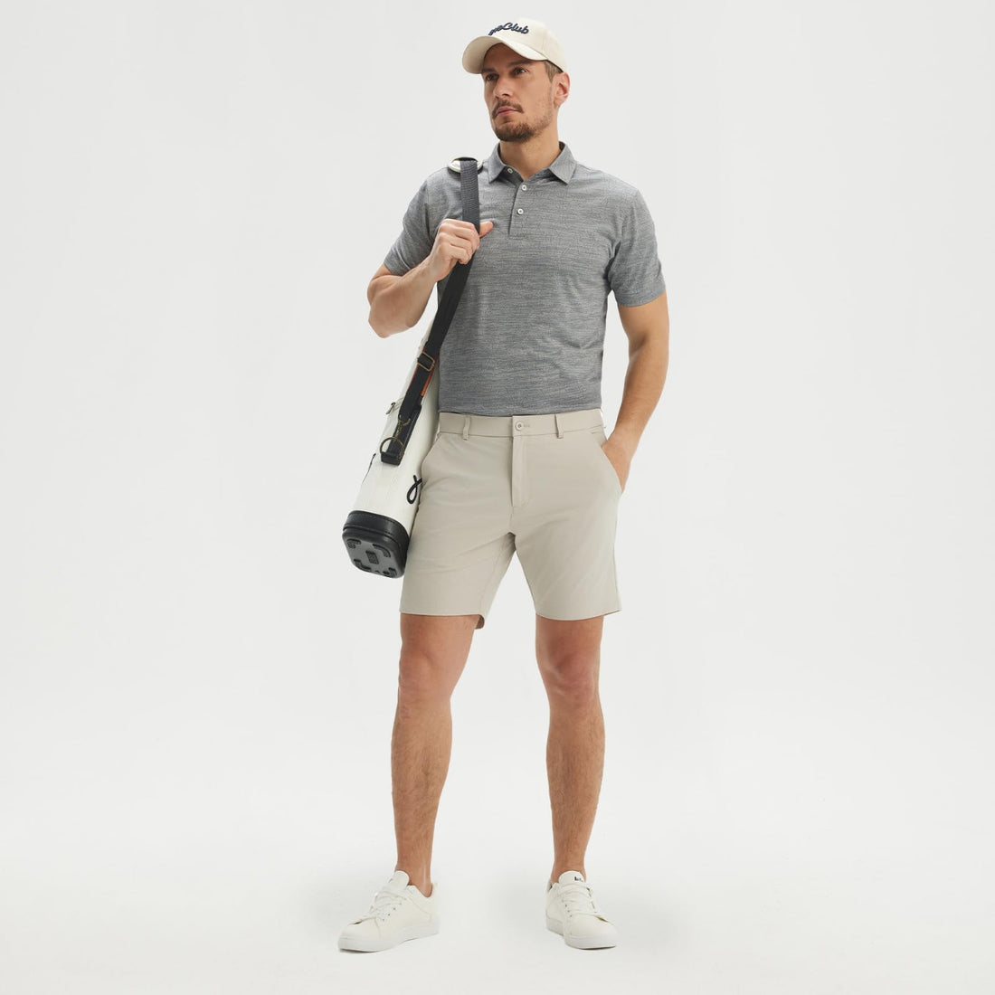 M MAELREG Short Sleeve Golf Shirts for Men Moisture Wicking Performance Lightweight Jacquard 3 Button Polo Shirts for Men