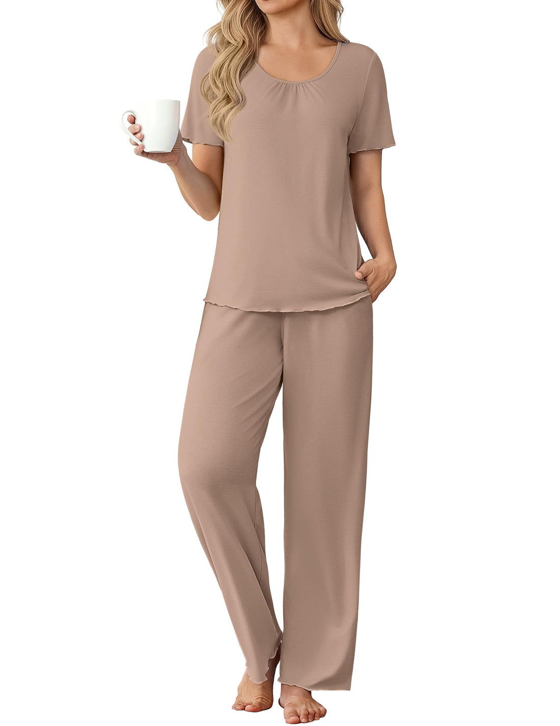 Ekouaer Womens Pajama Sets Viscose from Bamboo Top With Pants Lounge Set