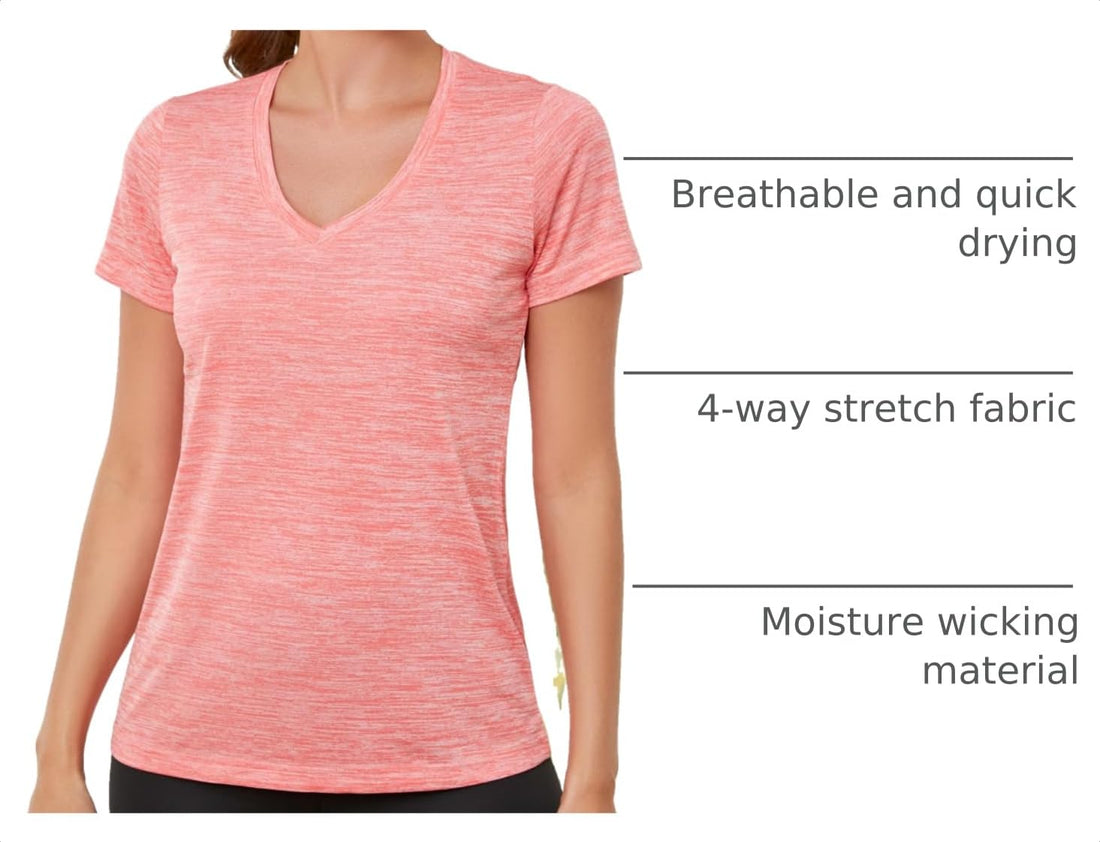 CE' CERDR 5/7 Pack Workout Shirts for Women, Moisture Wicking Quick Dry Active Athletic Women's Gym Performance T Shirts