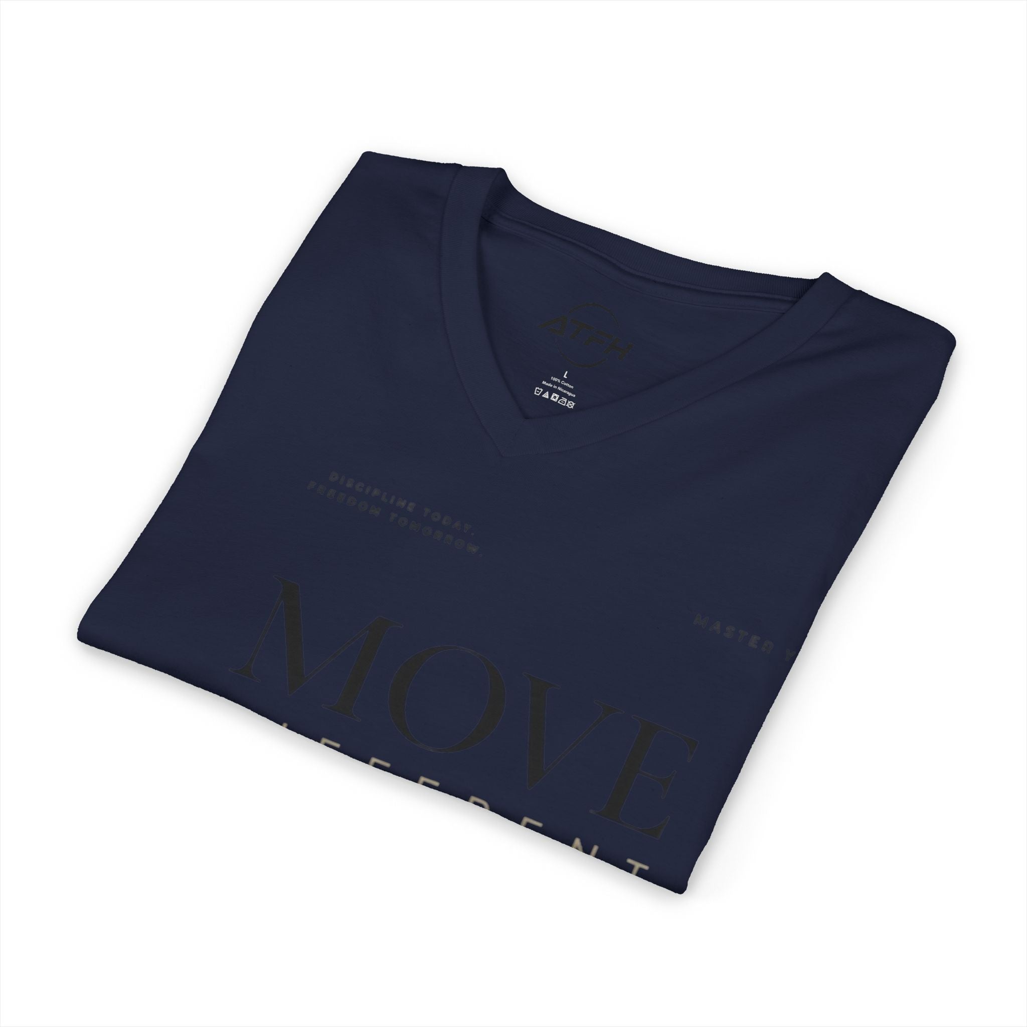 Move Different V-Neck Tee — Minimal Motivational Graphic Shirt Printify