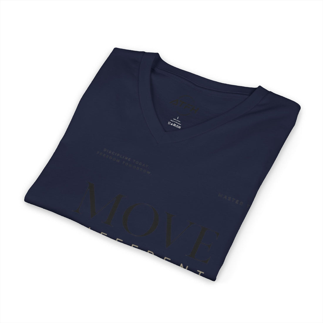 Move Different V-Neck Tee — Minimal Motivational Graphic Shirt Printify
