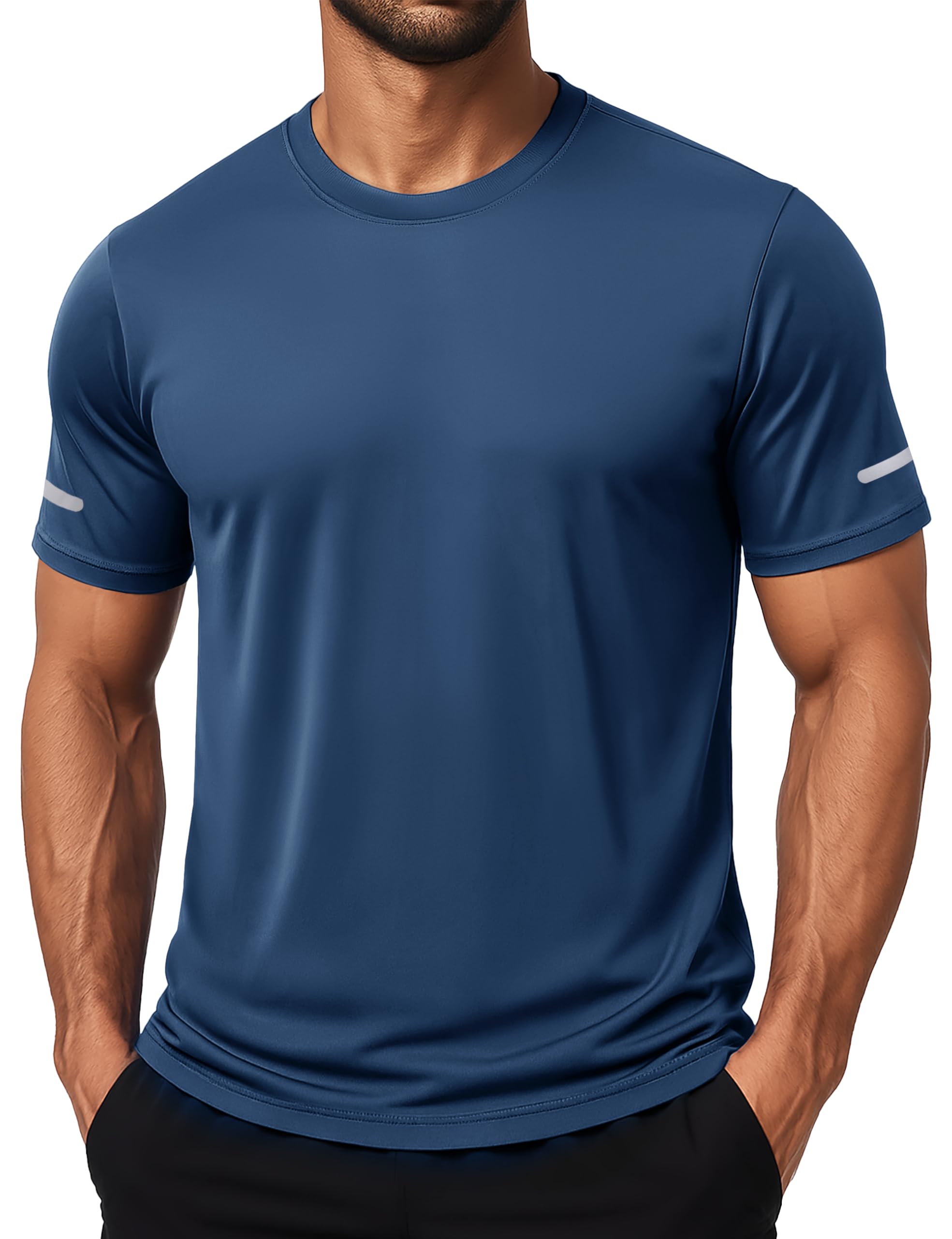 MAGCOMSEN Mens Workout Shirts Dry Fit Sun Protection Athletic Short Sleeve Shirt UPF 50+ Gym Running Swim Rash Guard Top