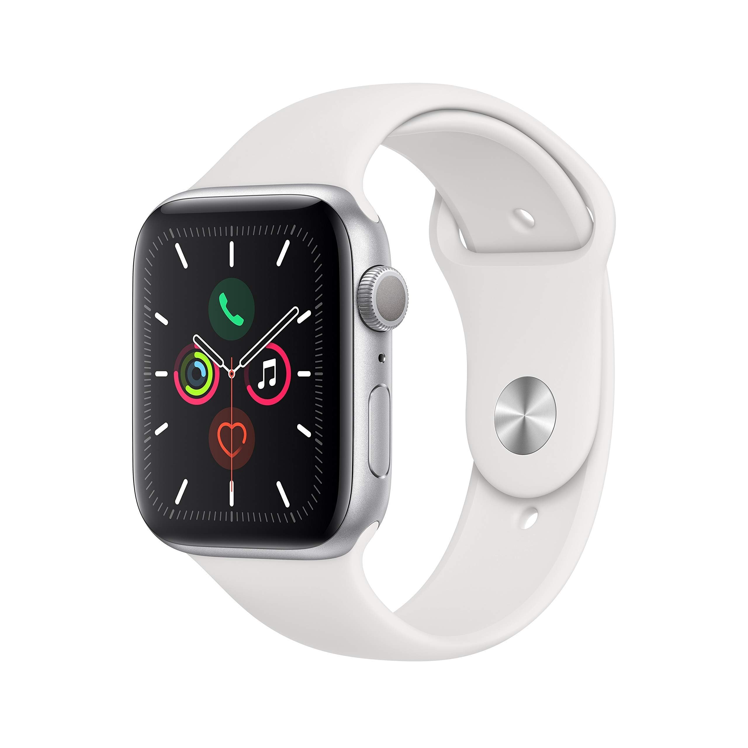 Apple Watch Series 5 (GPS, 44MM) - Space Gray Aluminum Case with Black Sport Band (Renewed)