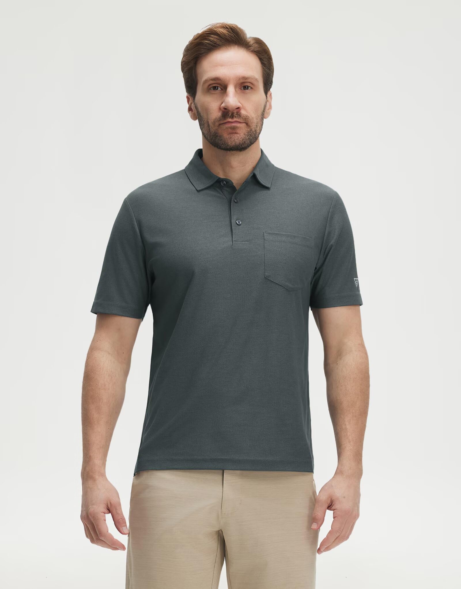 M MAELREG Golf Shirts for Men Heather Pocket Lightweight Moisture Wicking Cllared Stretch Mens Polo Shirts Short Sleeve