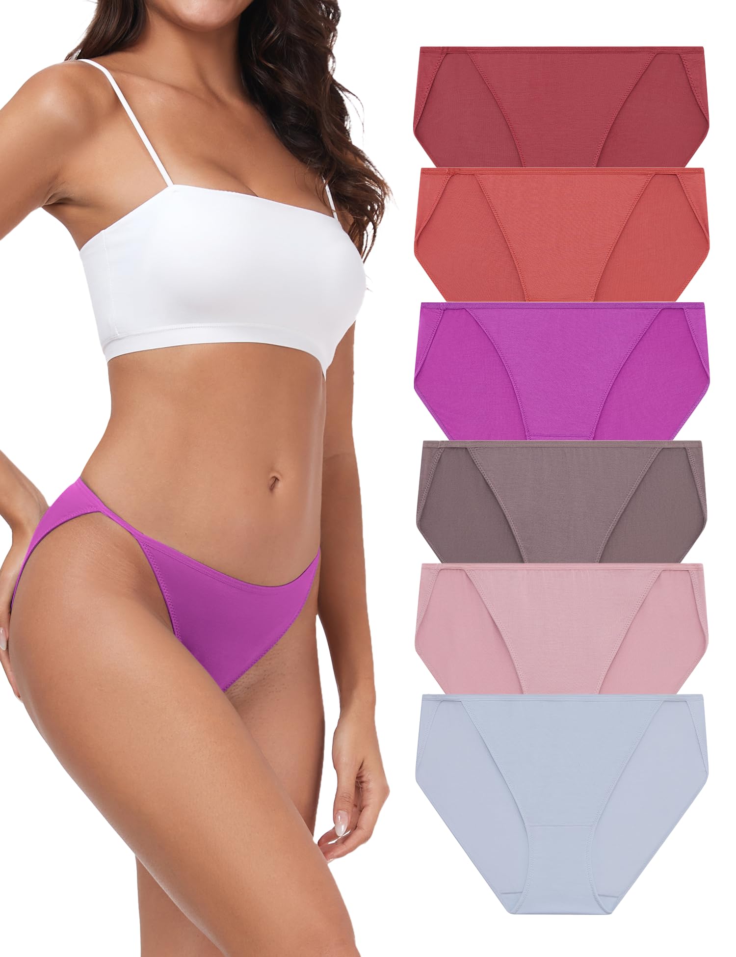ANLIQI Women’s High Cut String Bikini Underwear Soft Modal Low Rise No Show Panties Plus Size Bikini Panties Multi Pack