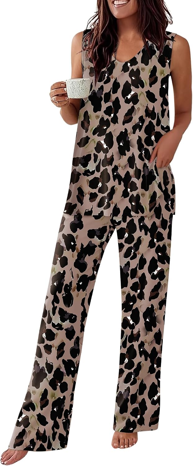 Ekouaer Womens Pajamas Set Sleeveless Lounge Sets Tank Top and Pants Pjs