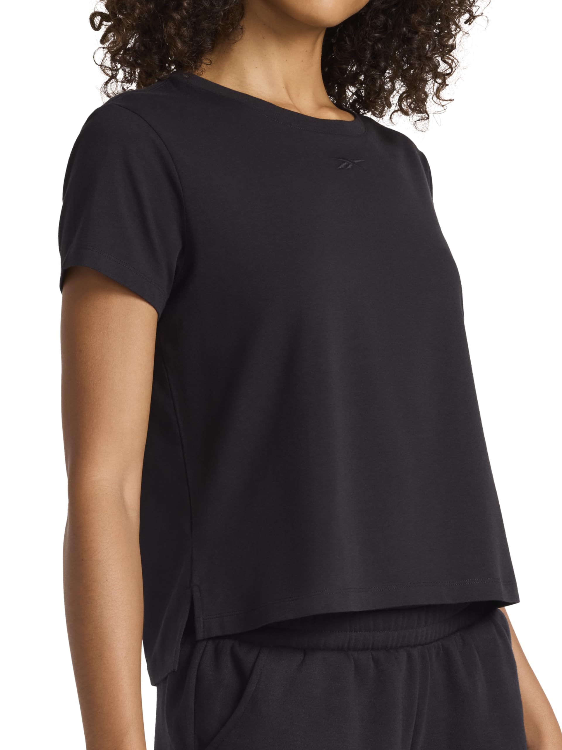 Reebok Women's Embroidery Hit Graphic Crewneck T-Shirt, Standard Fit, Lightweight Stretch Cotton Fabric