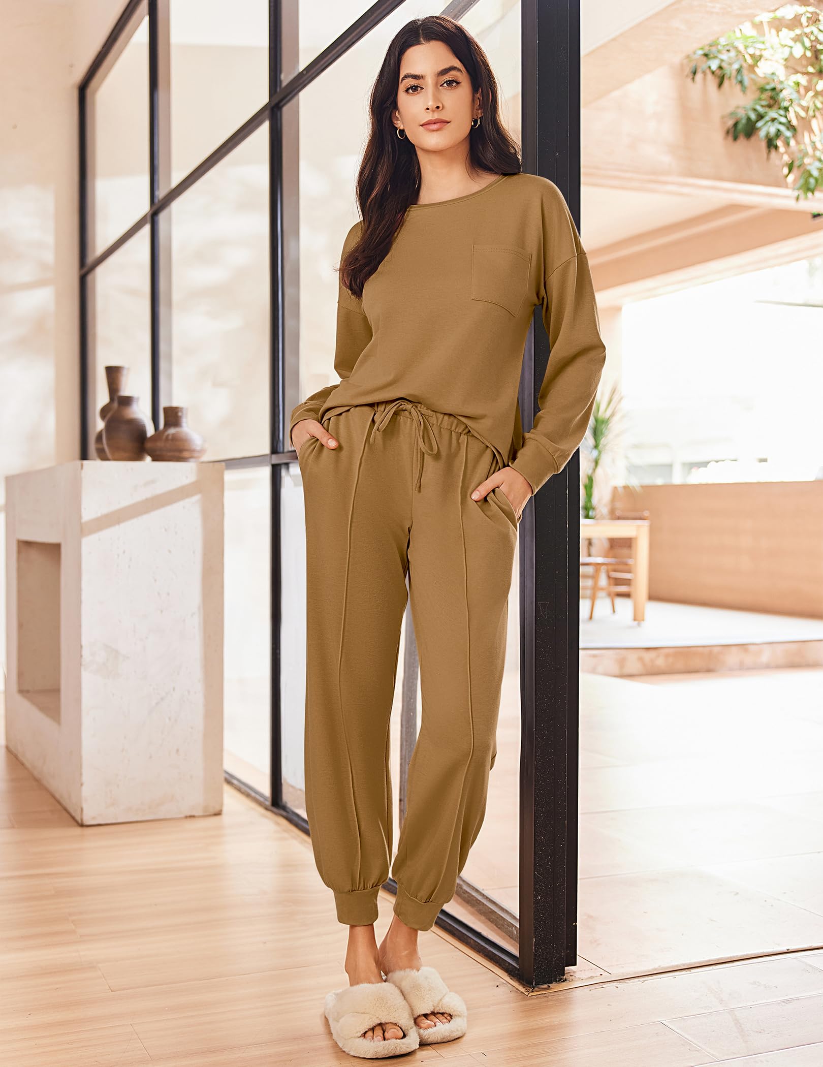 Ekouaer Lounge Sets for Women 2 Piece Jogger Pants Pajamas