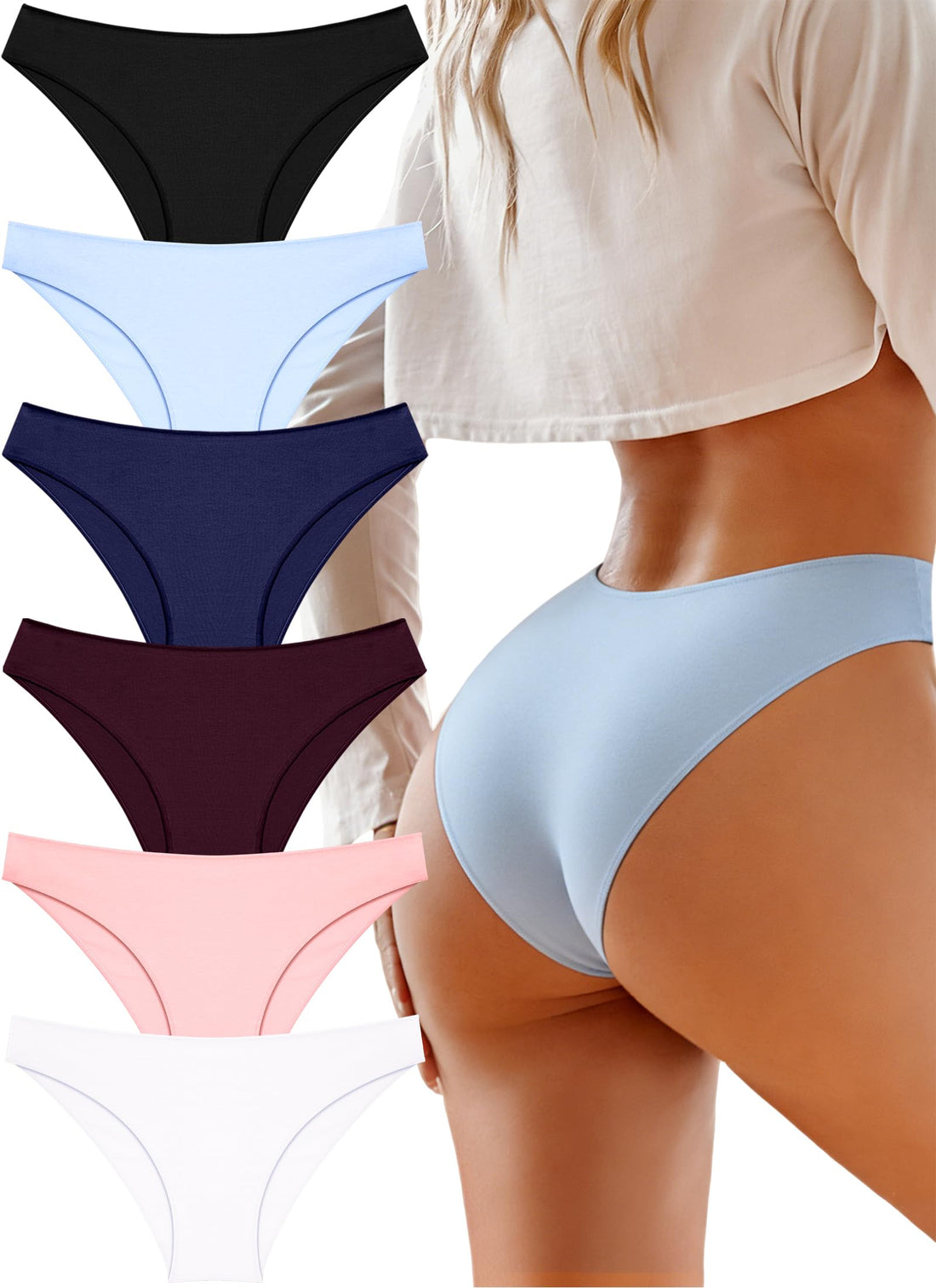 UNDER THE SEA Cotton Underwear for Women 6 Pack Sexy Bikini High Cut Breathable Cheeky Panties Underwear Womens Lingerie