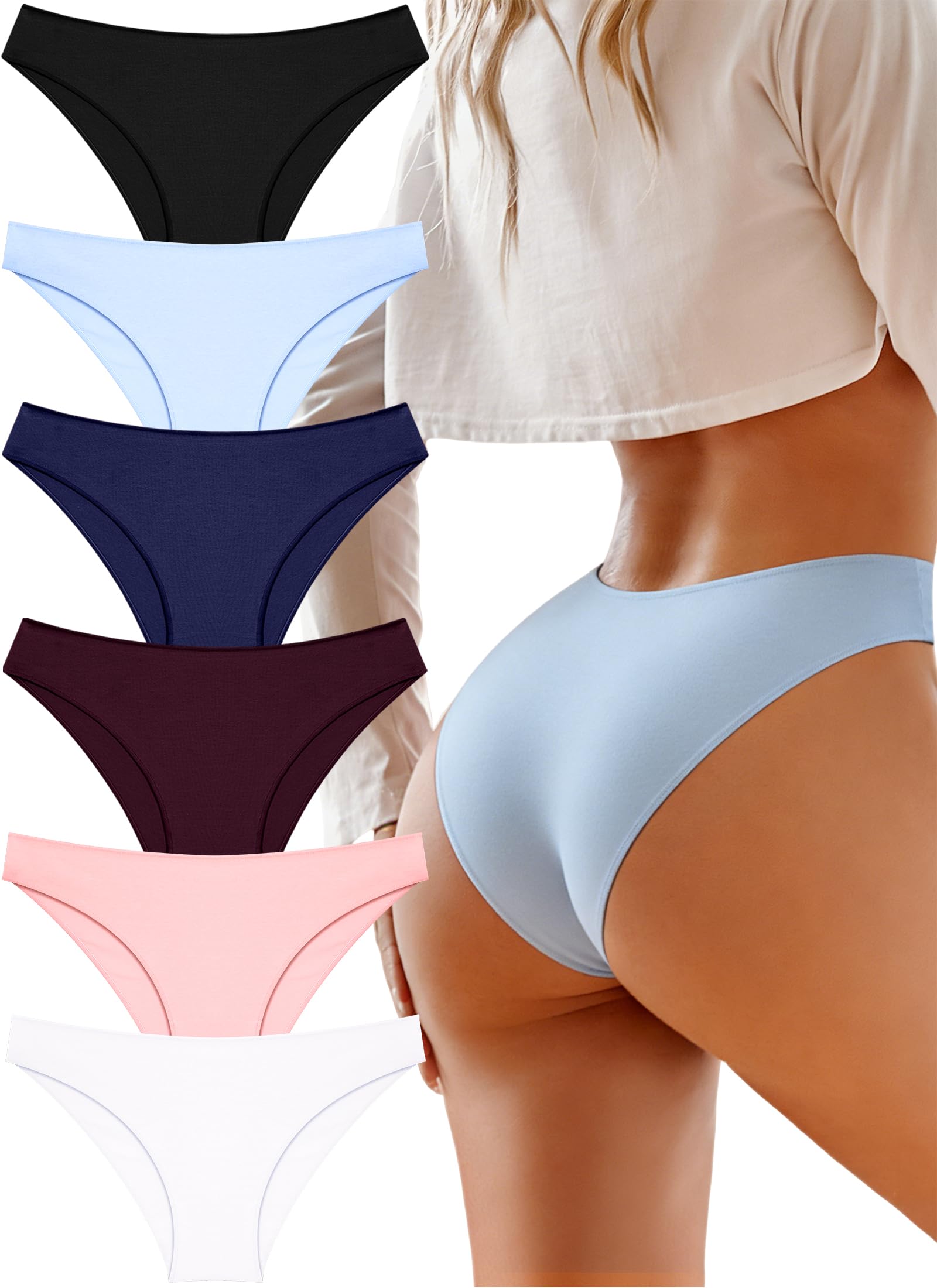UNDER THE SEA Cotton Underwear for Women 6 Pack Sexy Bikini High Cut Breathable Cheeky Panties Underwear Womens Lingerie