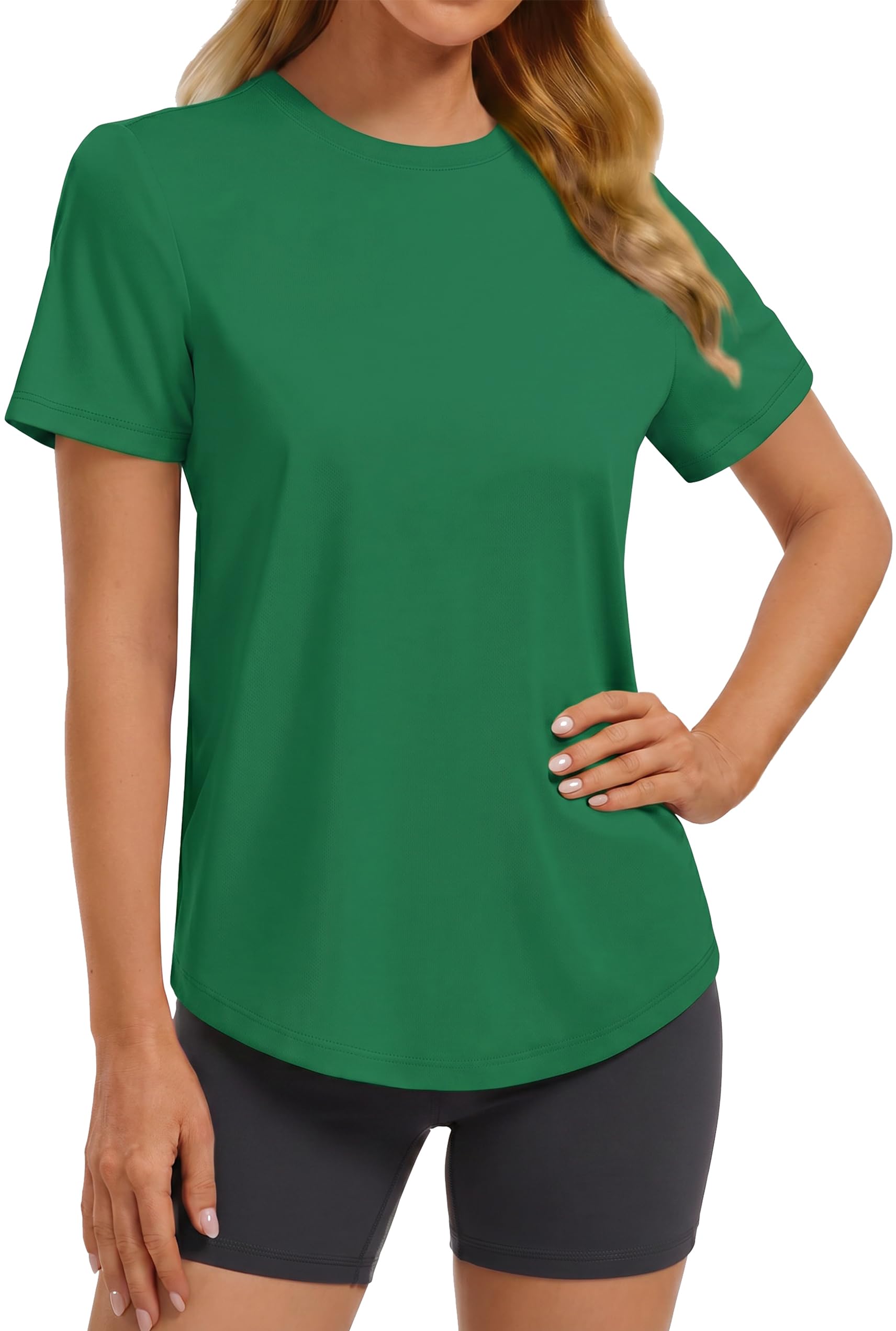 PINSPARK Soft Workout Tops for Women UPF 50+ Sun Protection Shirt Quick Dry Athletic Running Hiking Travel Basic Tee Shirts