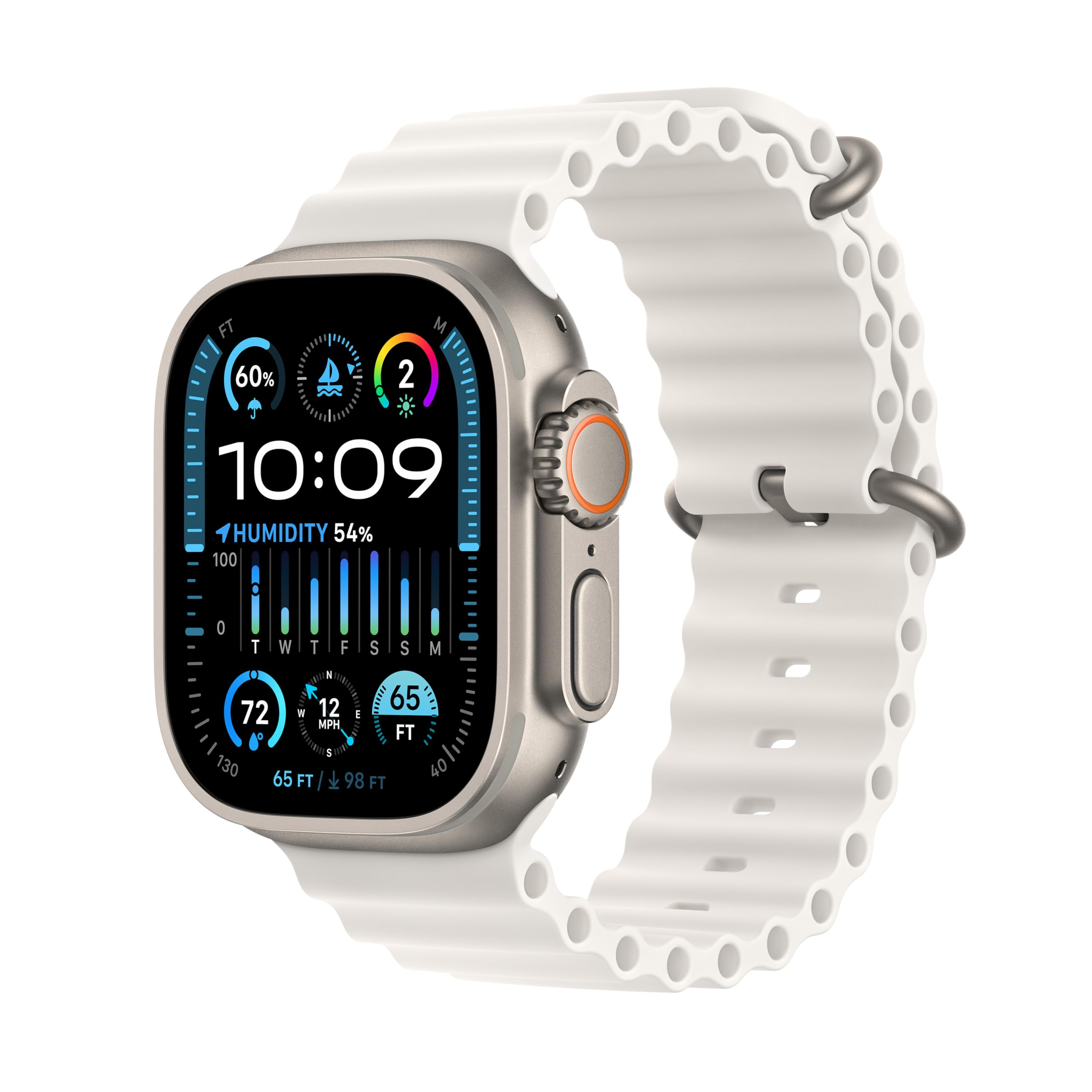 Apple Watch Ultra 2 [GPS + Cellular, 49mm] - Titanium Case with Blue Ocean Band, One Size (Renewed)