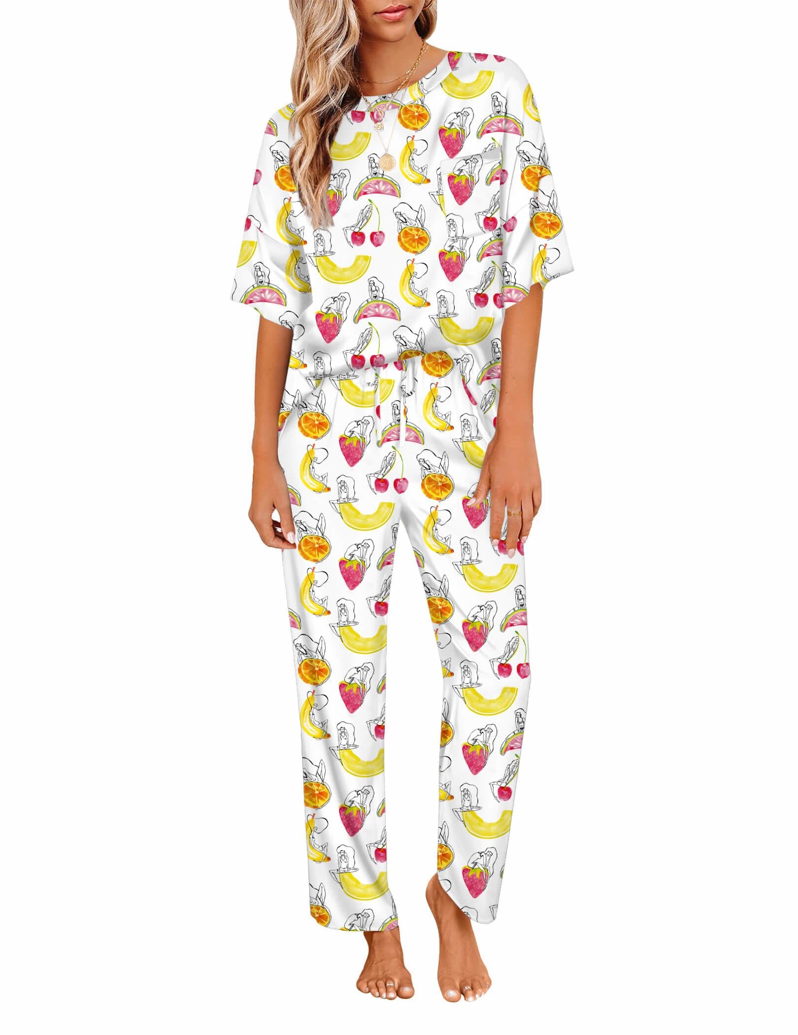 Ekouaer Pajamas for Women Set Silky Satin 2 Piece Lounge Sets with Pockets