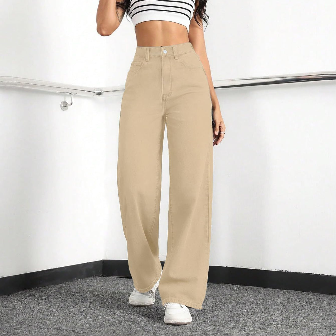 Straight Leg Jeans for Women,High Waisted Wide Leg Loose Stretchy Boyfriend Denim Pants Baggy Jeans for Women