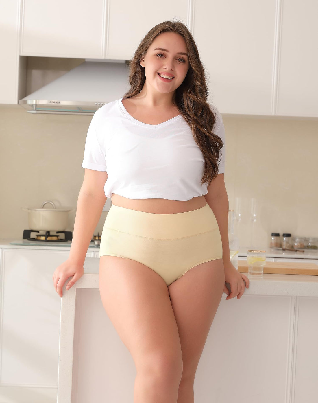 INNERSY Women's Plus Size XL-6XL Cotton Underwear High Waisted Briefs Panties 4-Pack