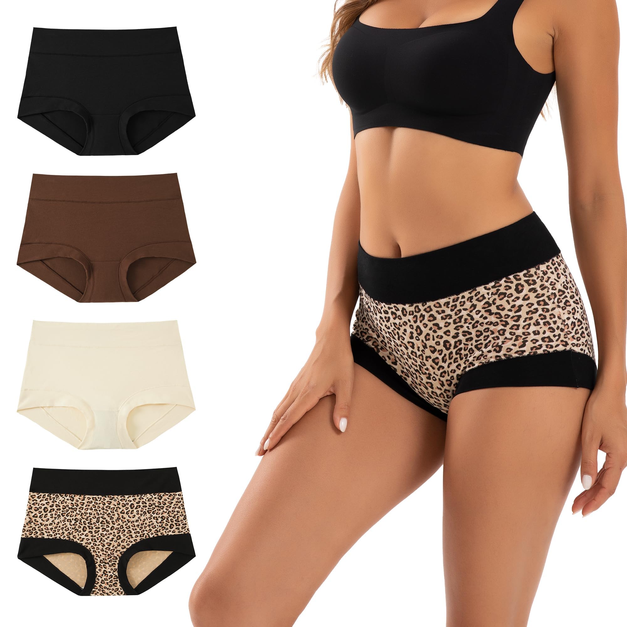 INNERSY Women's Cotton Boyshorts Underwear Soft Boxer Briefs 4-Pack