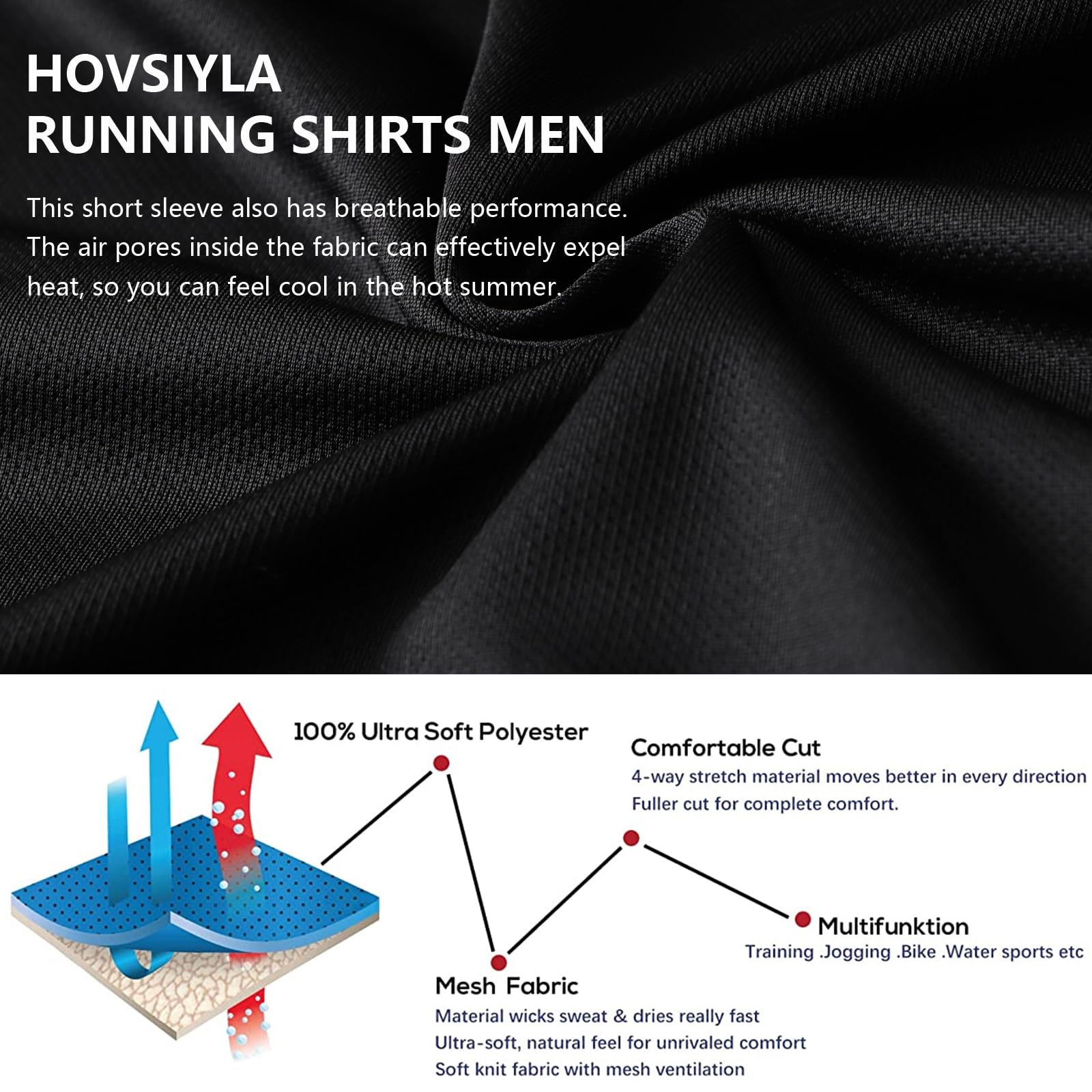 HovSiyla 1/5 Pack Running Shirts Men Sport Tops Dry Fit Gym Wicking Athletic T Shirts Breathable Cool Workout Shirts