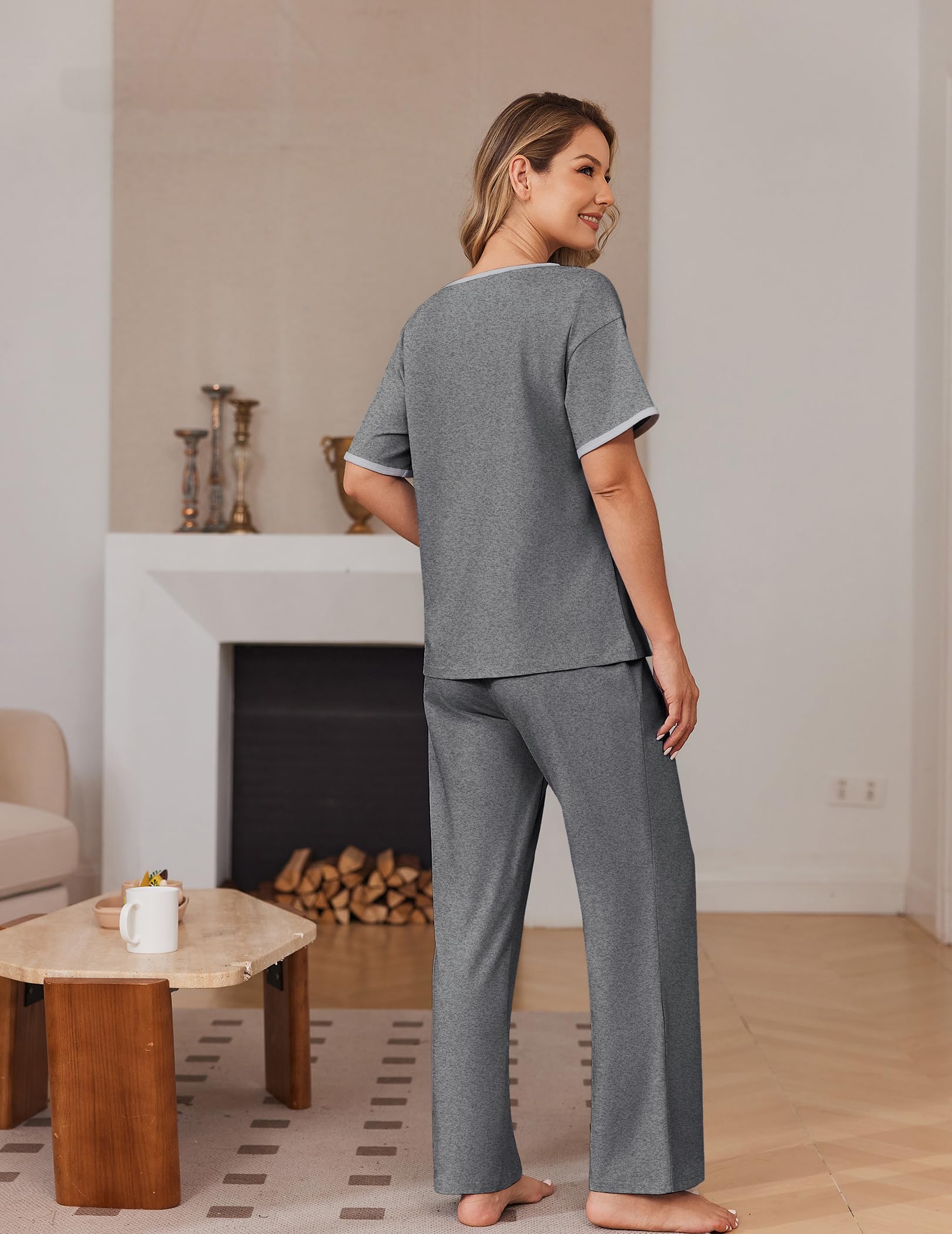 Ekouaer 2 Piece Cotton Pajamas for Women