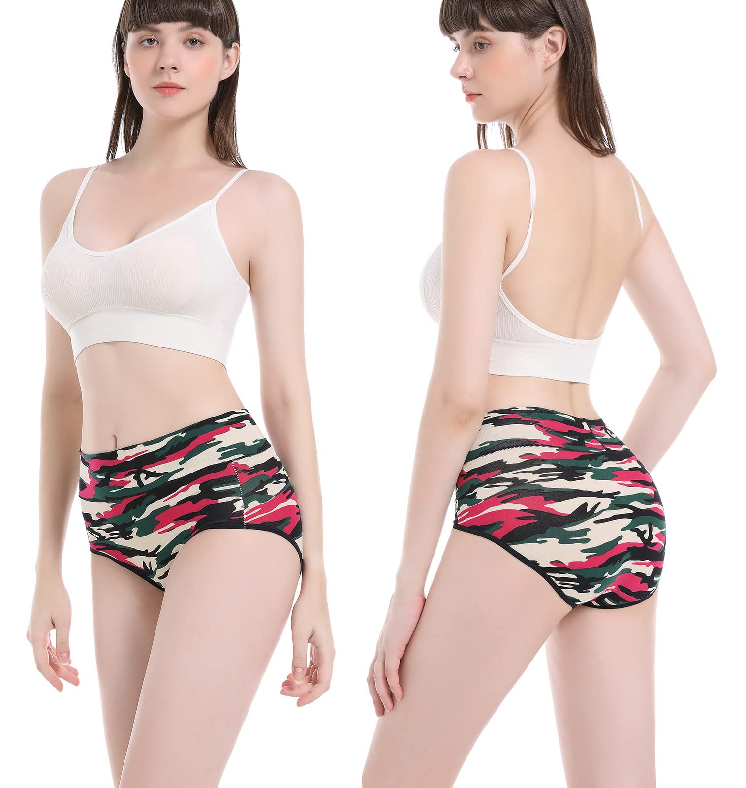 Women's Underwear Cotton Tummy Control High Waisted Underwear Soft Breathable Full Coverage Panties Multipack