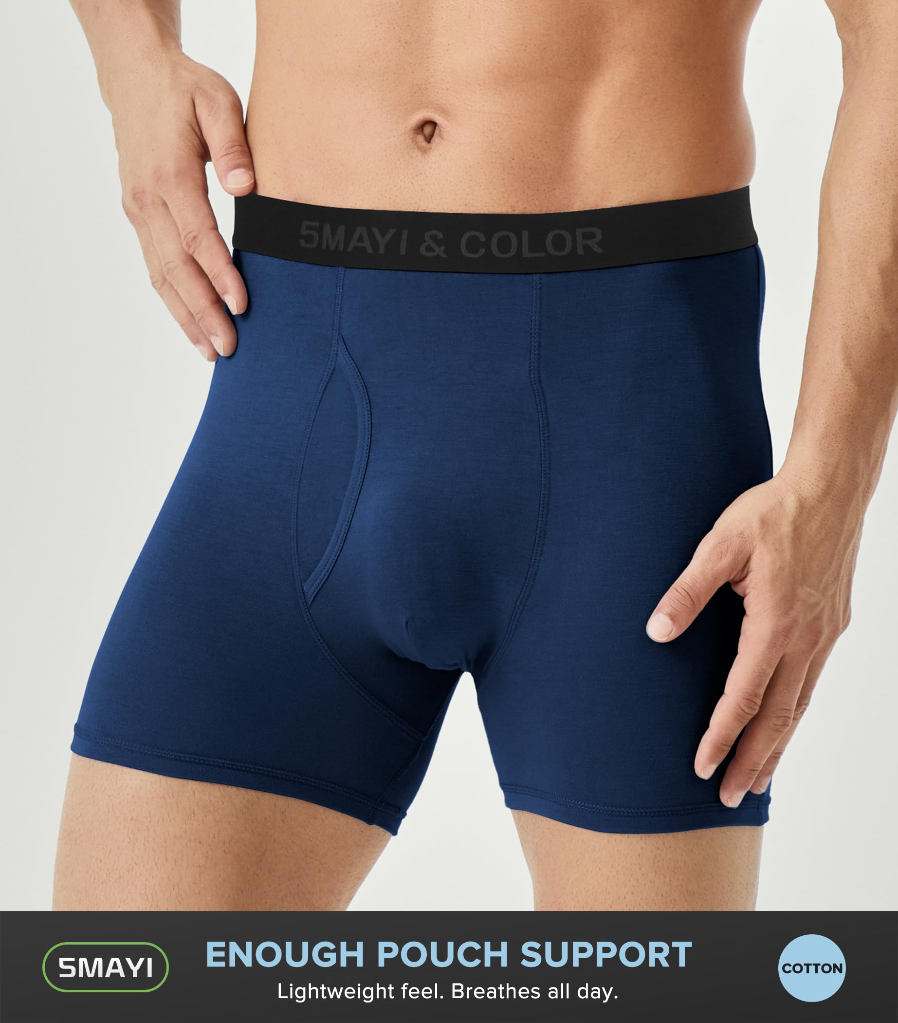 5Mayi Men's Underwear Boxer Briefs Cotton Regular Long Mens Boxer Briefs Underwear Men Pack S M L XL XXL