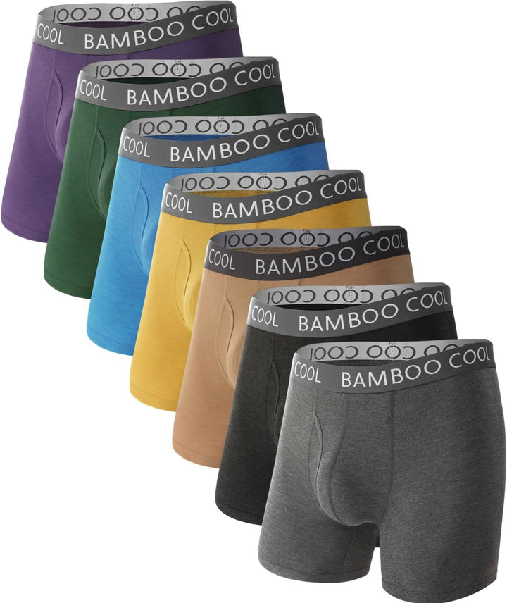 BAMBOO COOL Men's Ultra Breathable Underwear,No Riding Up Boxer Briefs with ComfortFlexible Waistband,Multipack