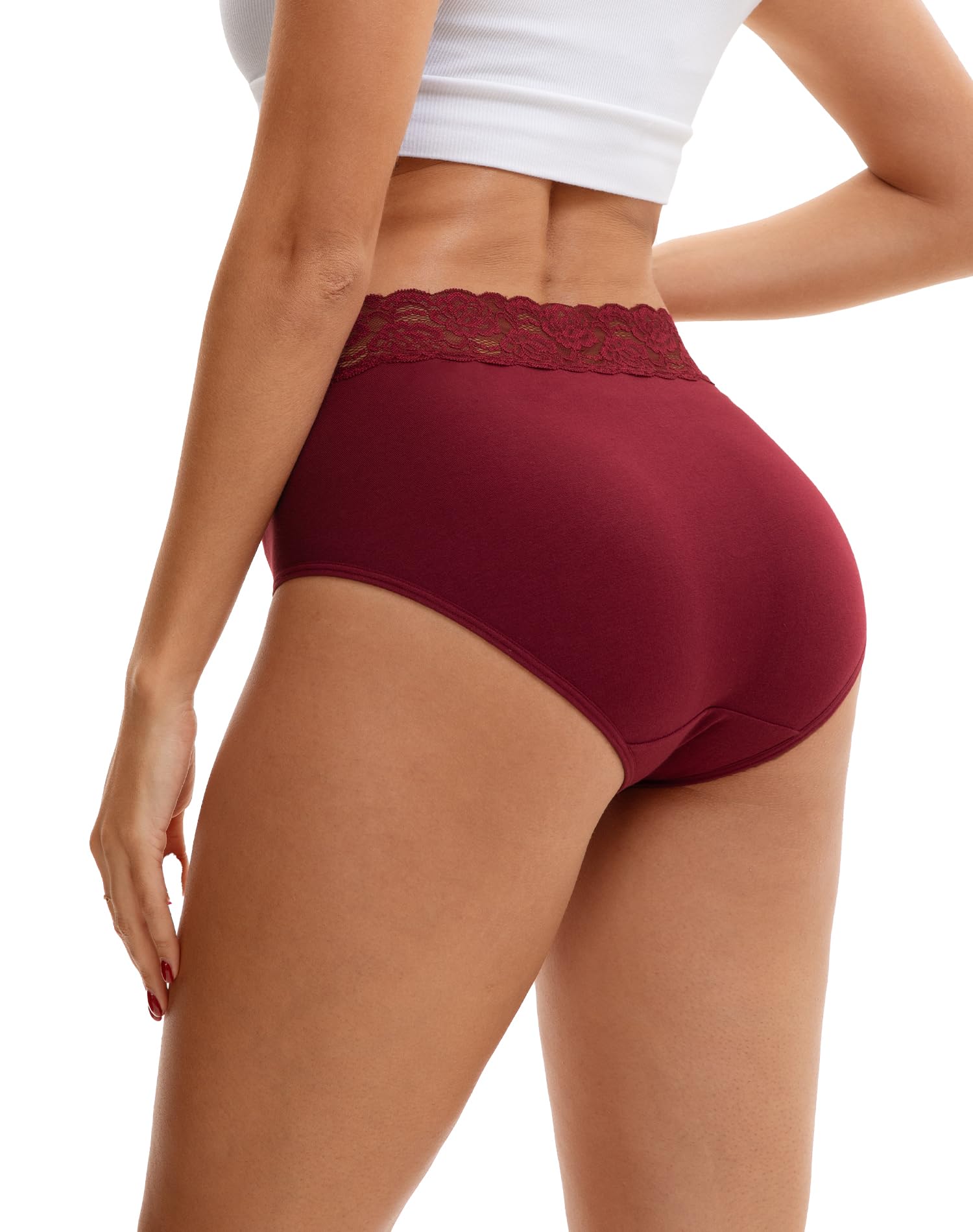 INNERSY Women's Cotton Underwear Lace High Waisted Panties 5-Pack